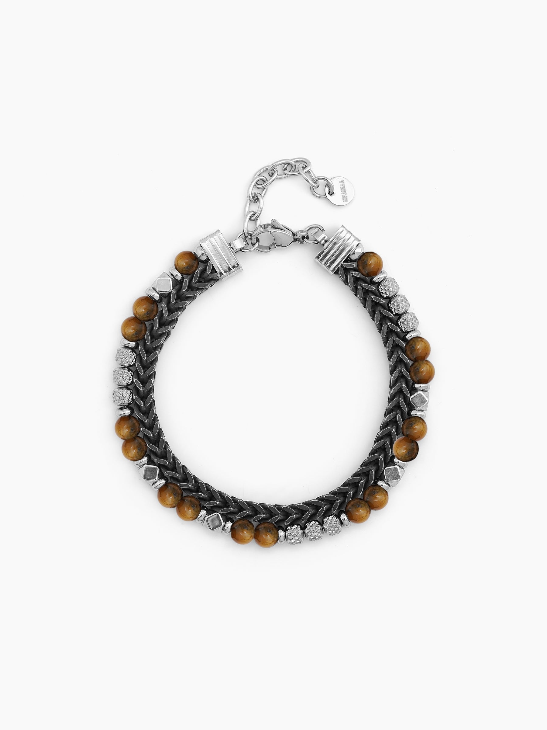 Vaelen Black - Silver Beaded Men’s Chain Bracelet Black-Silver