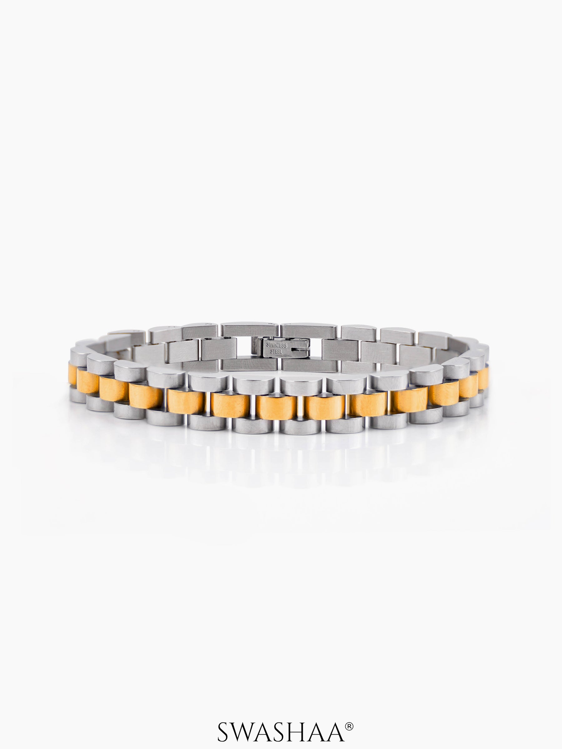 Valdez Men's Watch Belt Bracelet Silver - 18K Gold Plated 10 MM