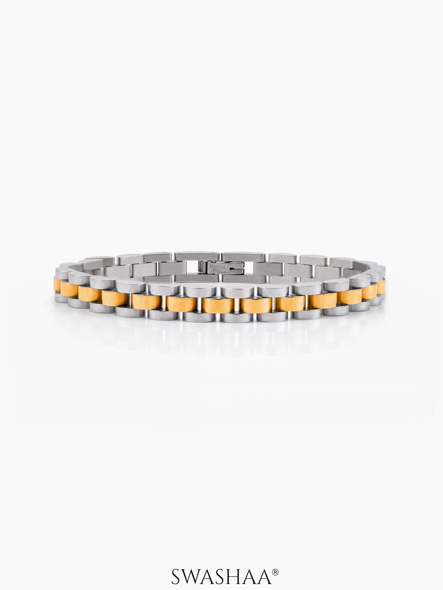 Valdez Men's Watch Belt Bracelet Silver - 18K Gold Plated 8 MM