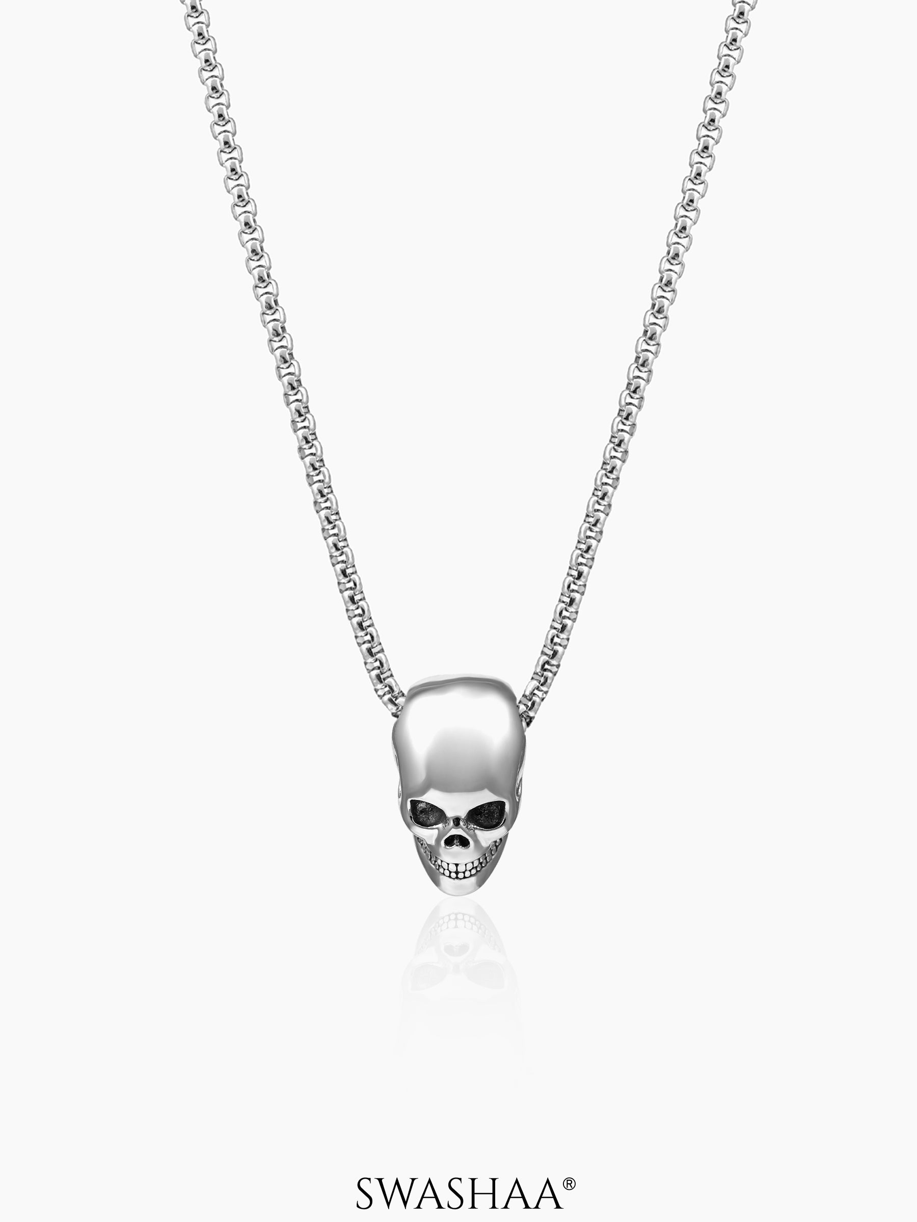 Varek Deathgrin Skull Men's Chain Pendant Silver