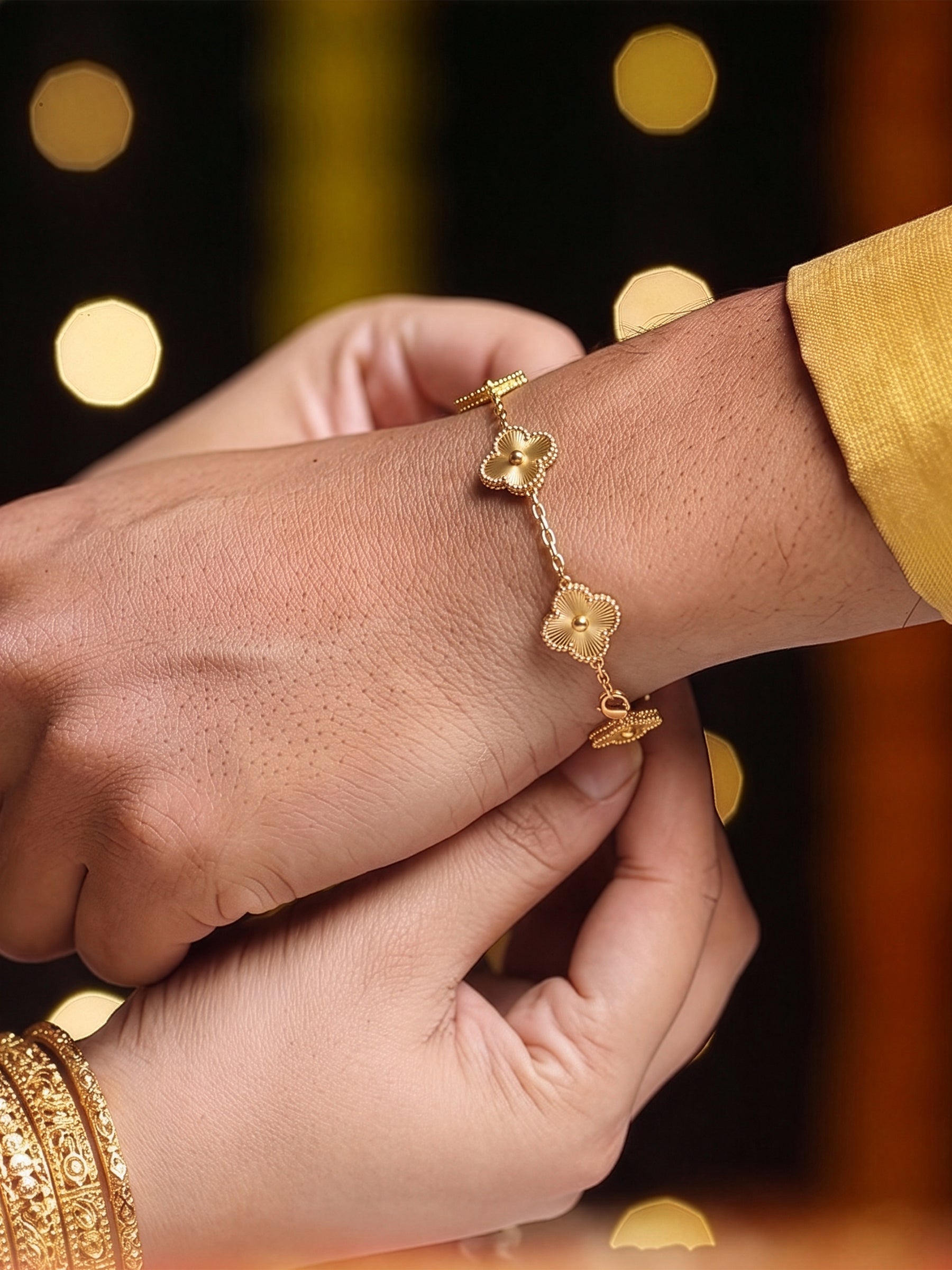 Velmira Clover Charm 18K Gold Plated Rakhi