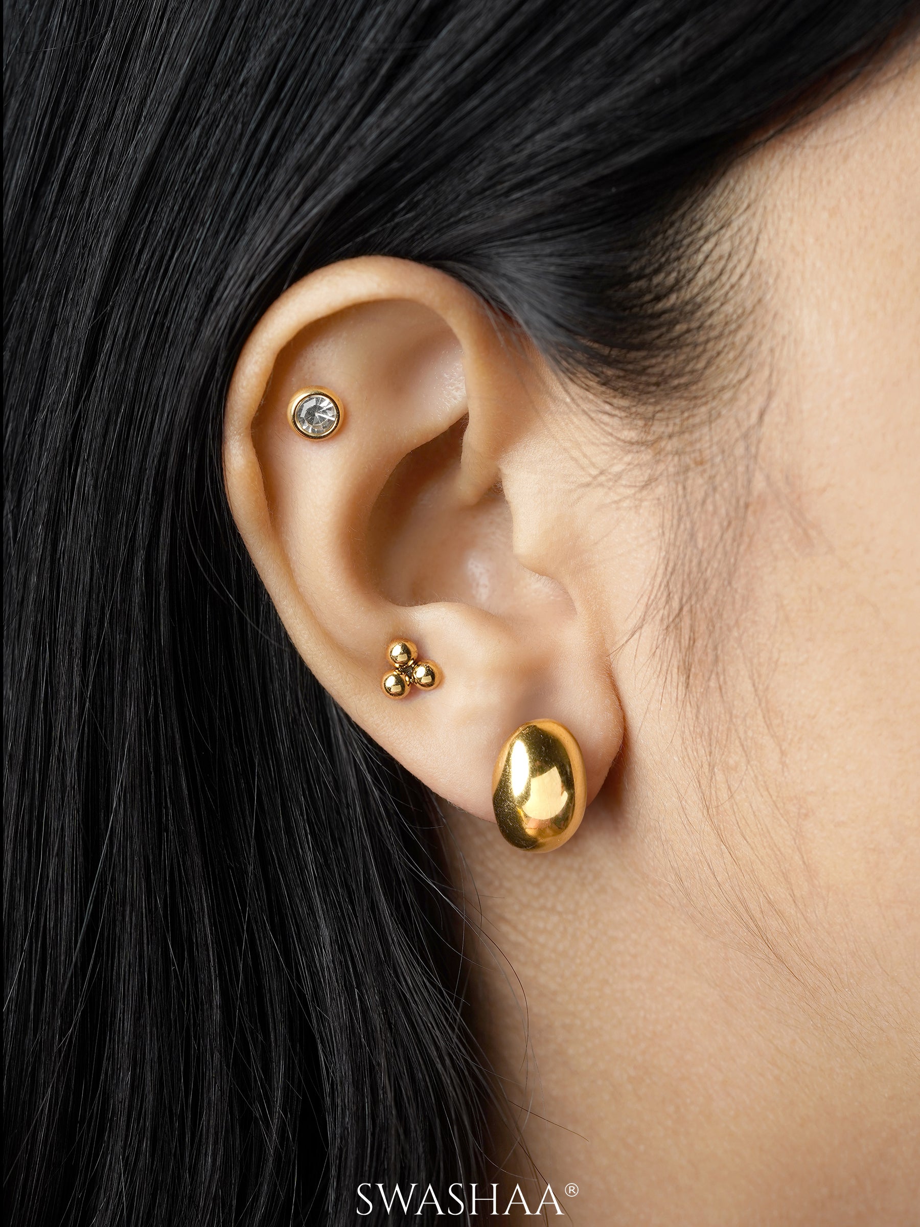 Viera 18K Gold Plated Women's Stud Earrings Set