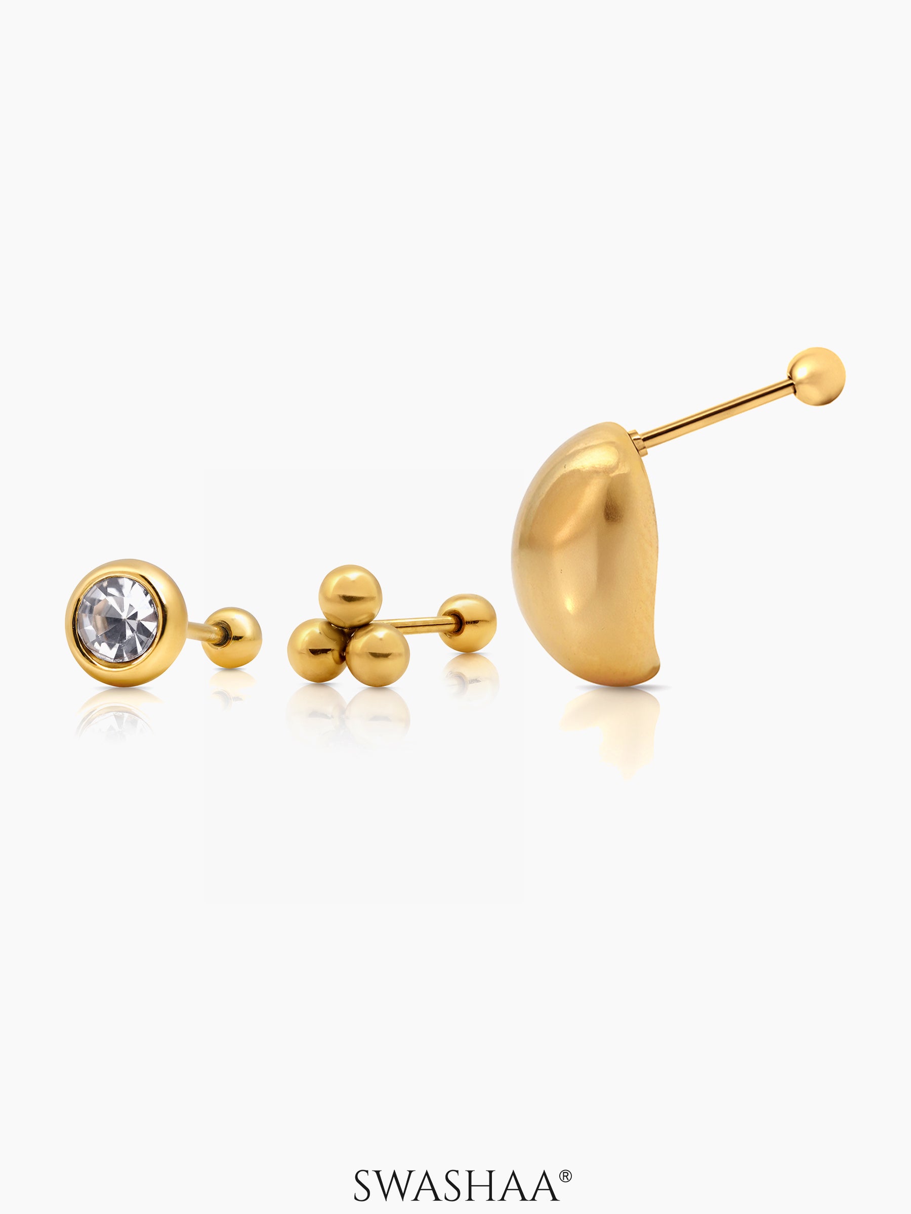 Viera 18K Gold Plated Women's Stud Earrings Set