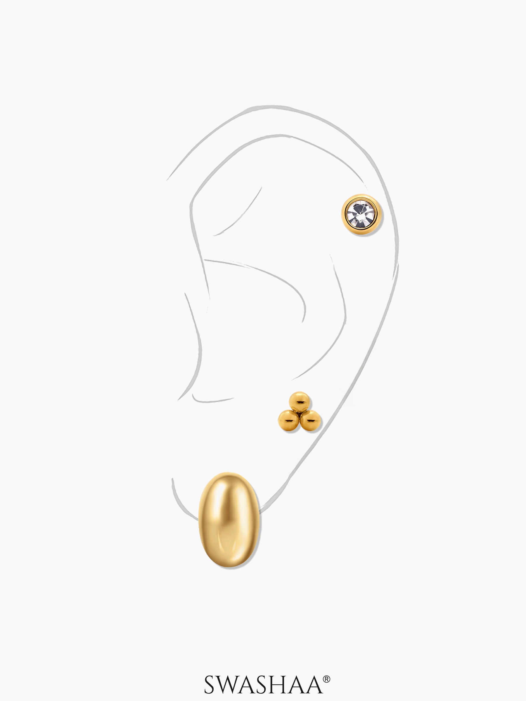 Viera 18K Gold Plated Women's Stud Earrings Set