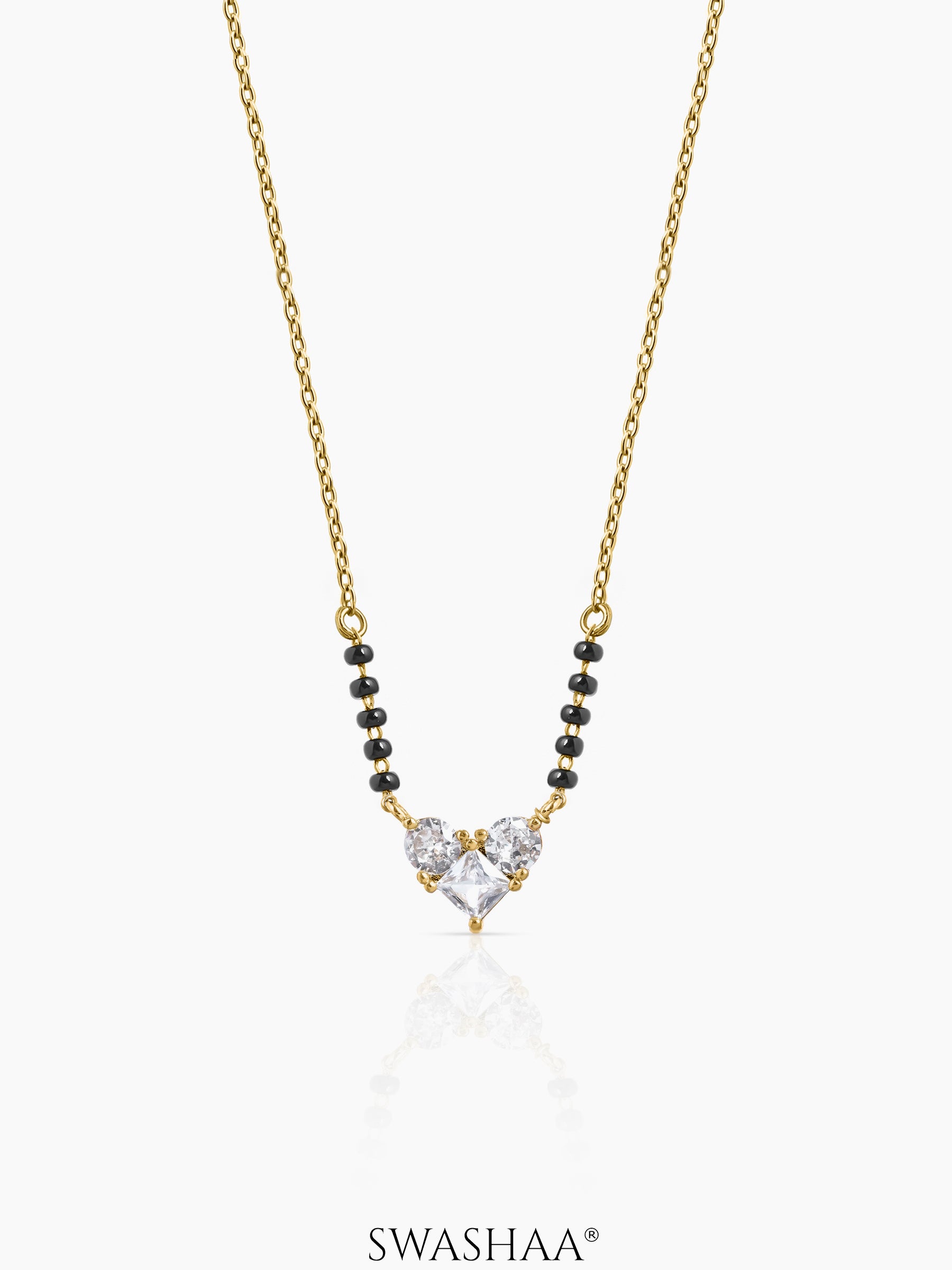 Vritti Heart Diamond Cluster Mangalsutra 18K Gold Plated