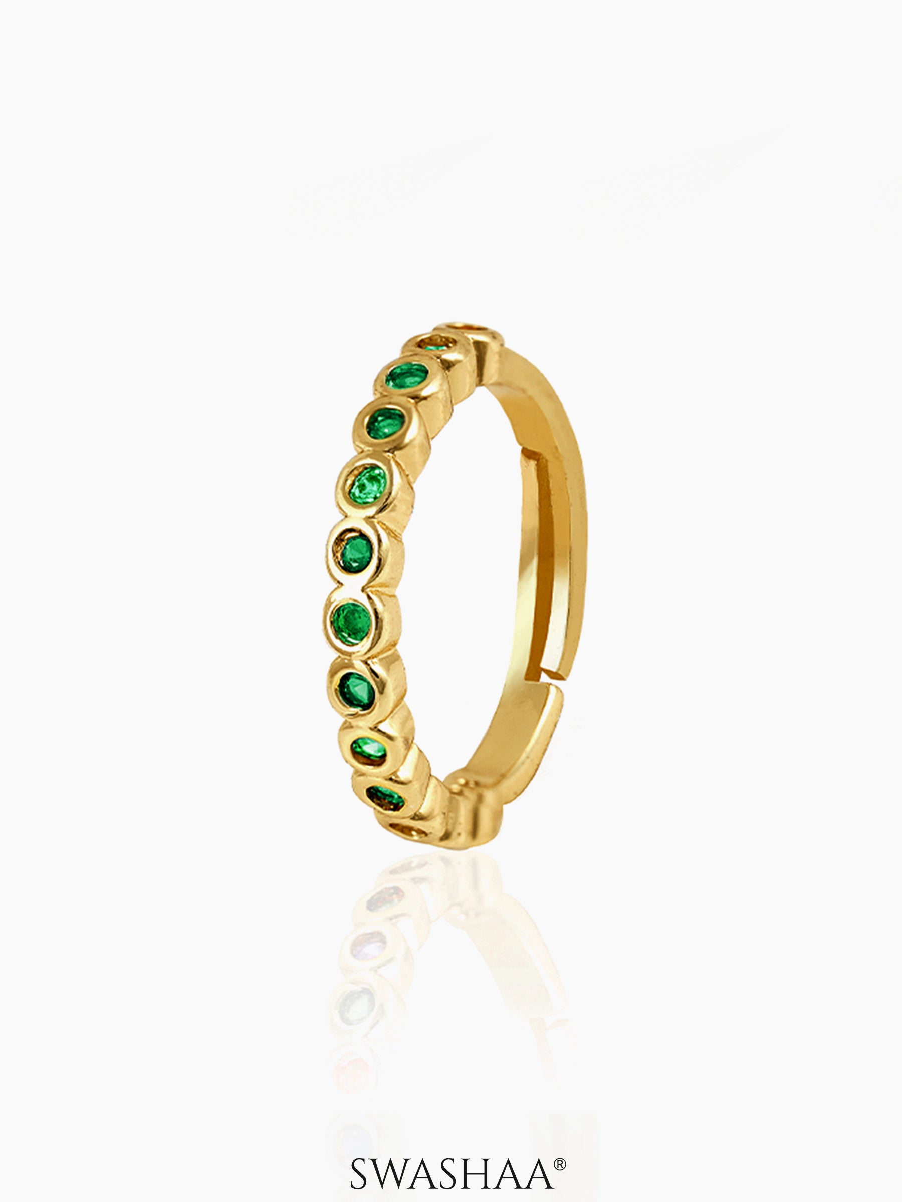 Wisha Band 18K Gold Plated Ring Green-18K Gold Plated