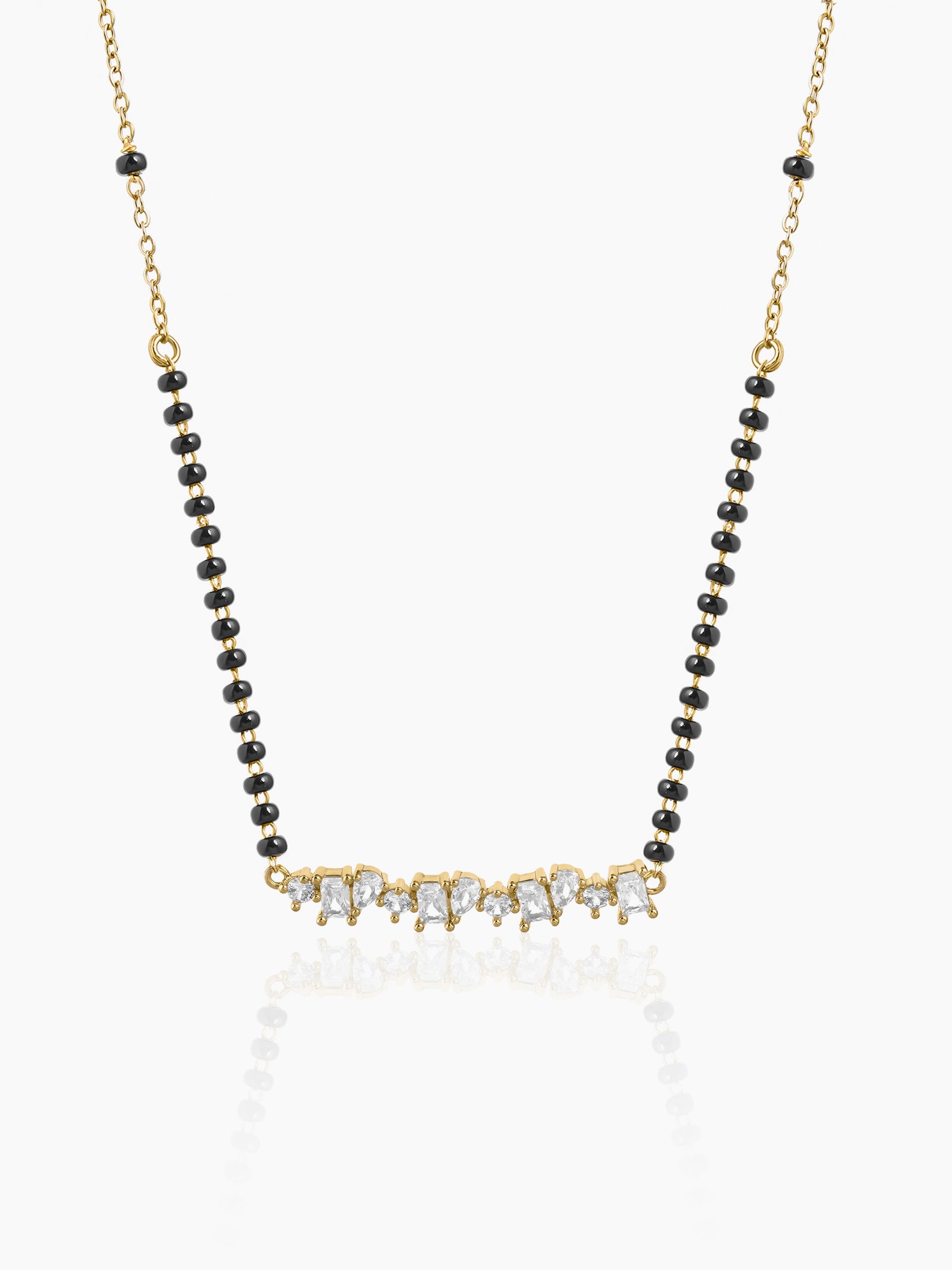 Yuvika Diamond Cluster Bar 18K Gold Plated Mangalsutra Gold