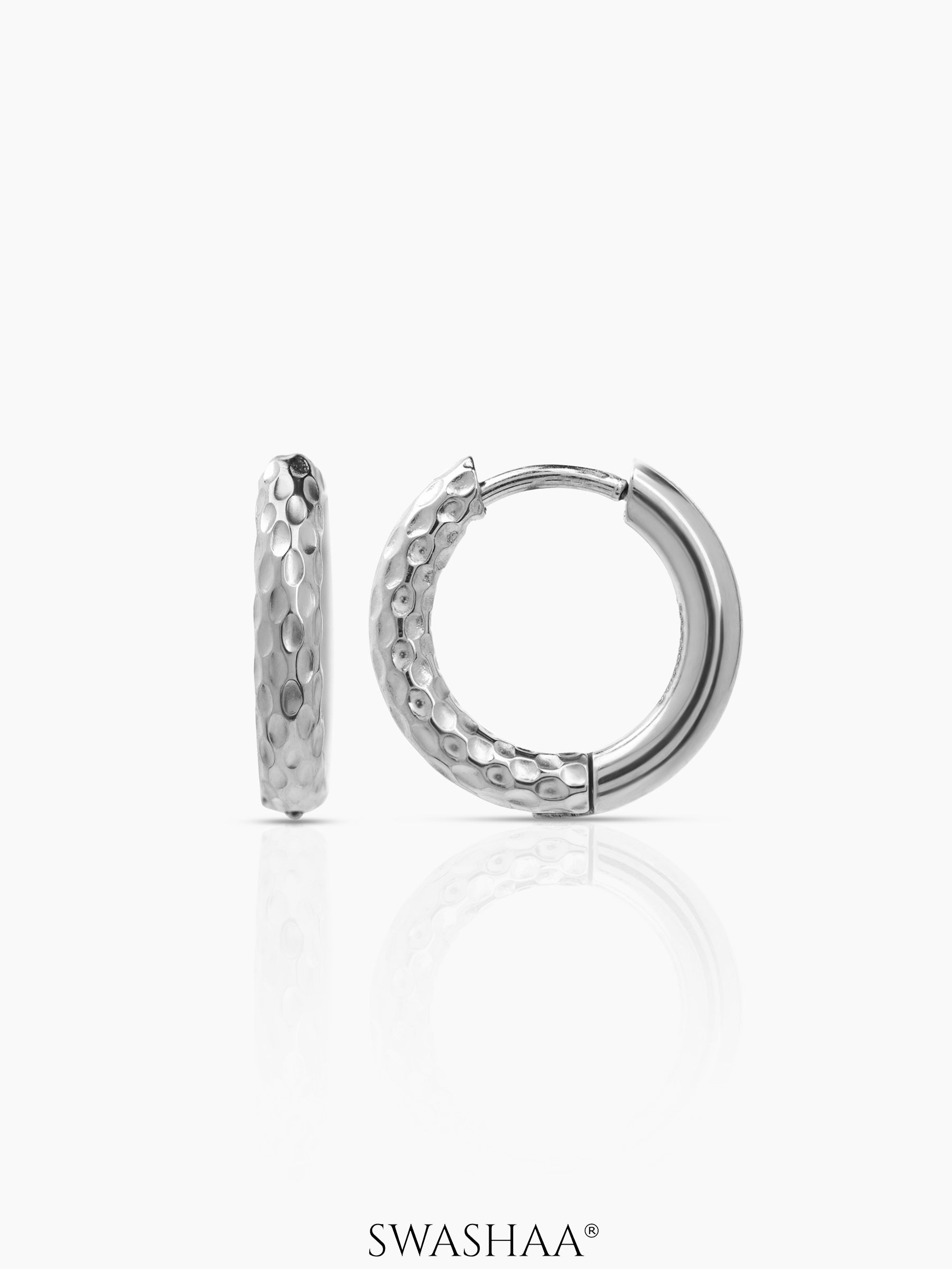 Zarek Textured Men's Hoop Earrings Silver