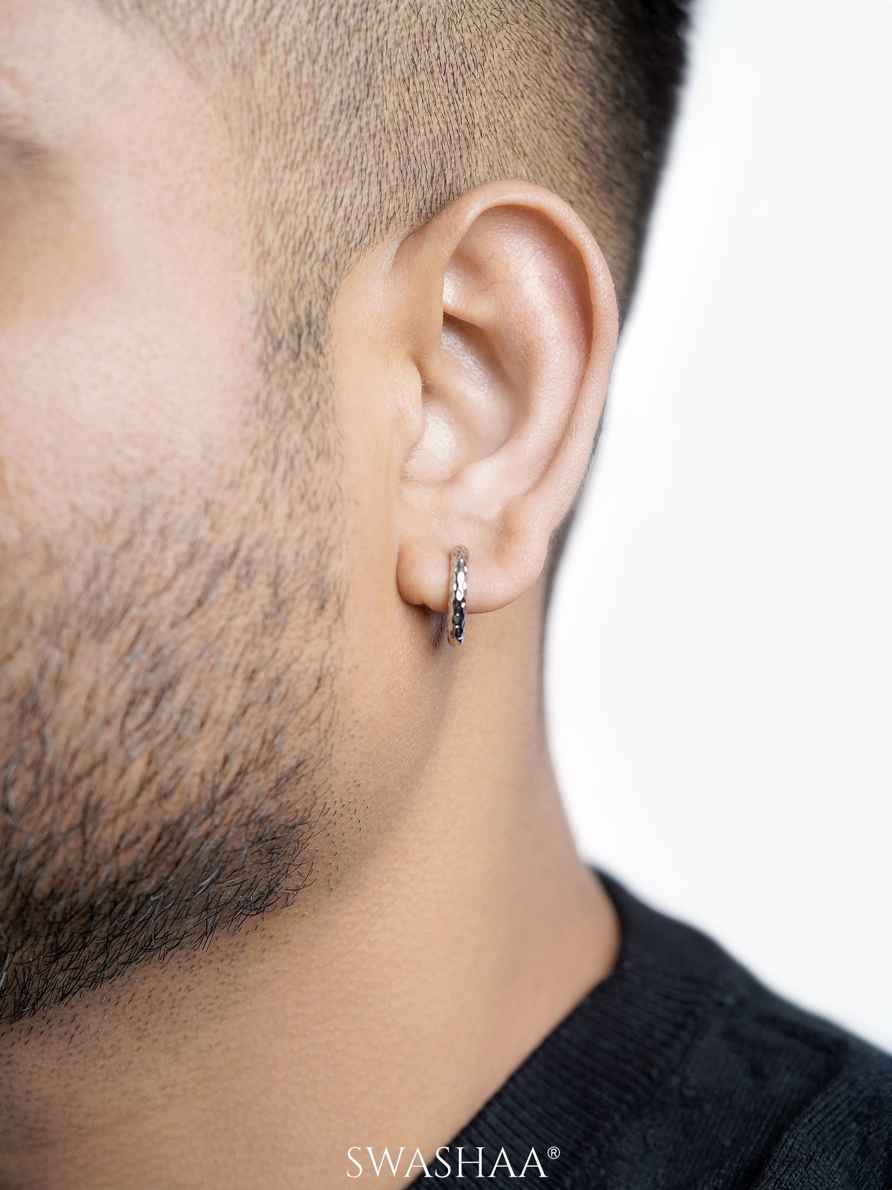 Zarek Textured Men's Hoop Earrings