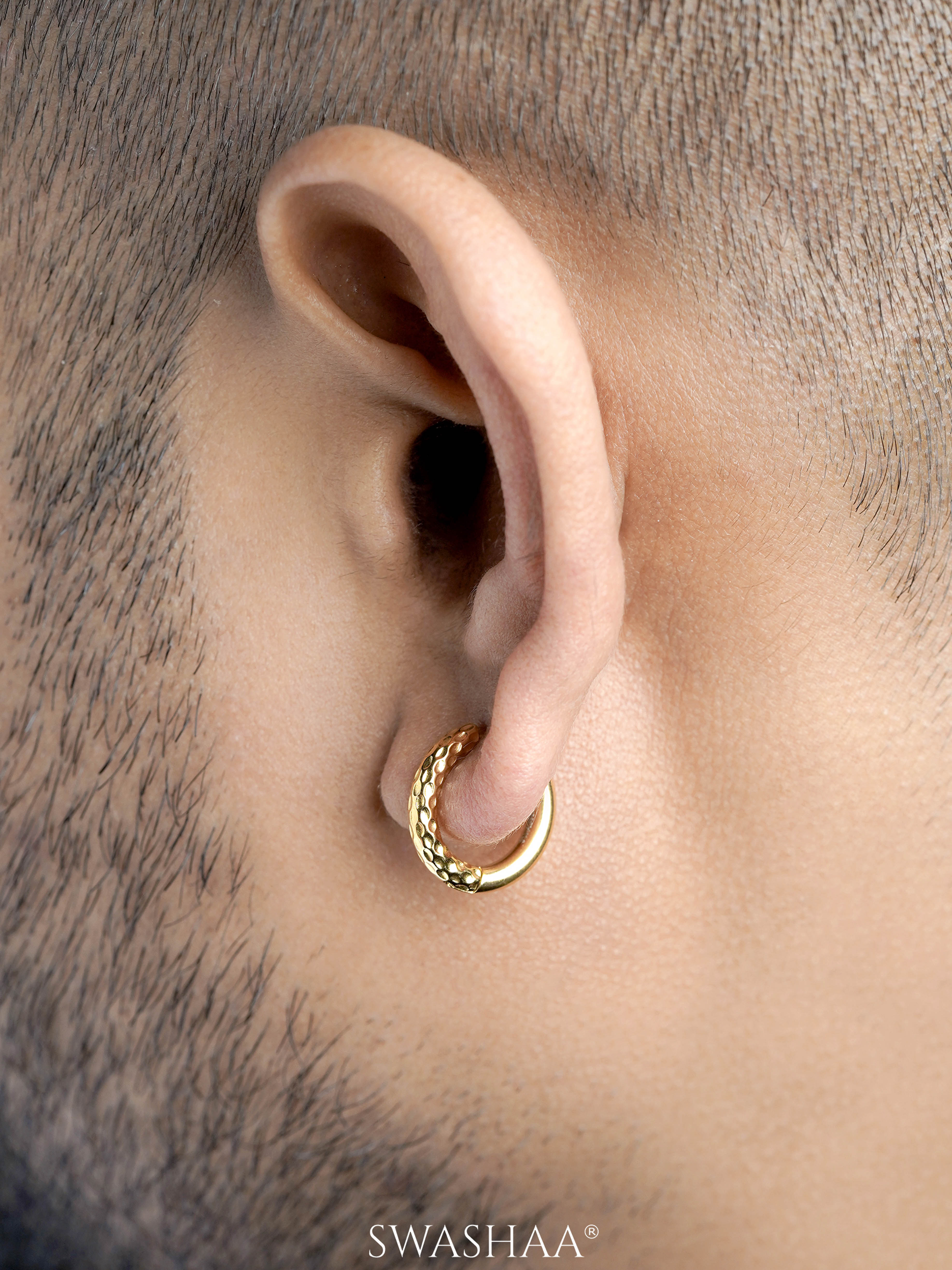 Zarek Textured Men's Hoop Earrings