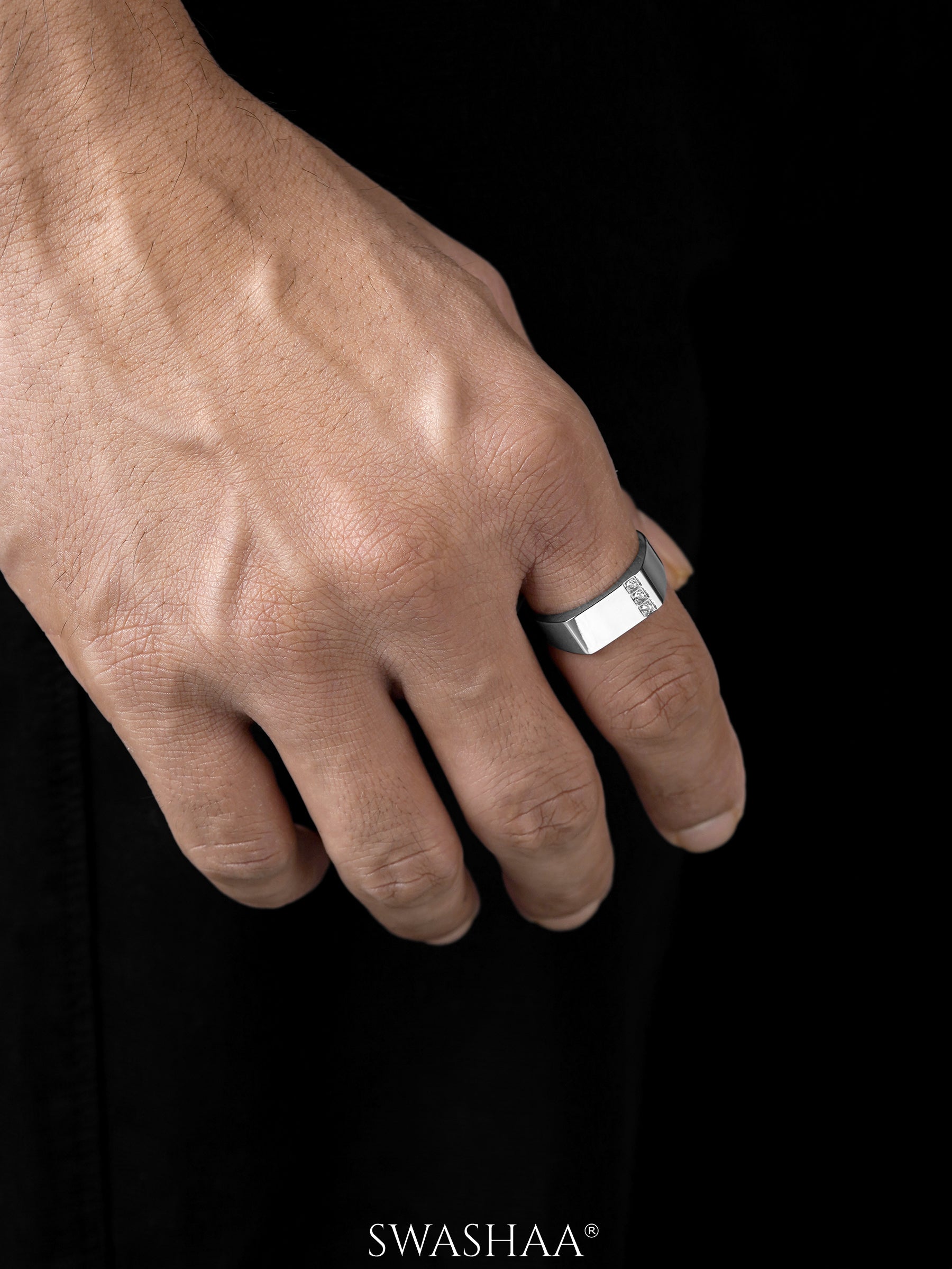 Zayen Diamond Signet Men's Ring