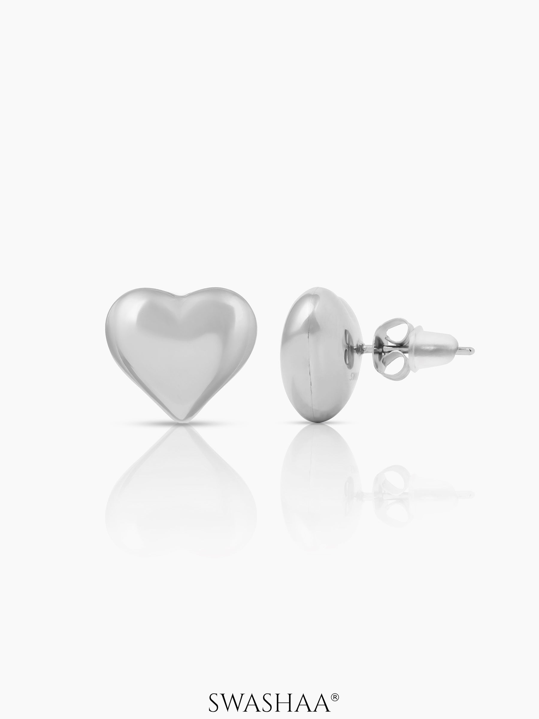 Zena Heart Women's Stud Earrings Silver