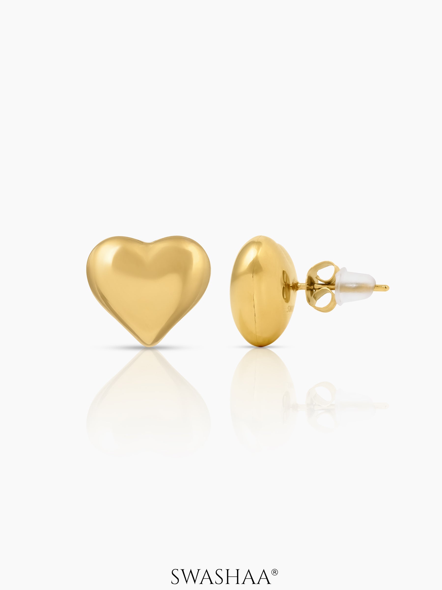 Zena Heart Women's Stud Earrings 18K Gold Plated