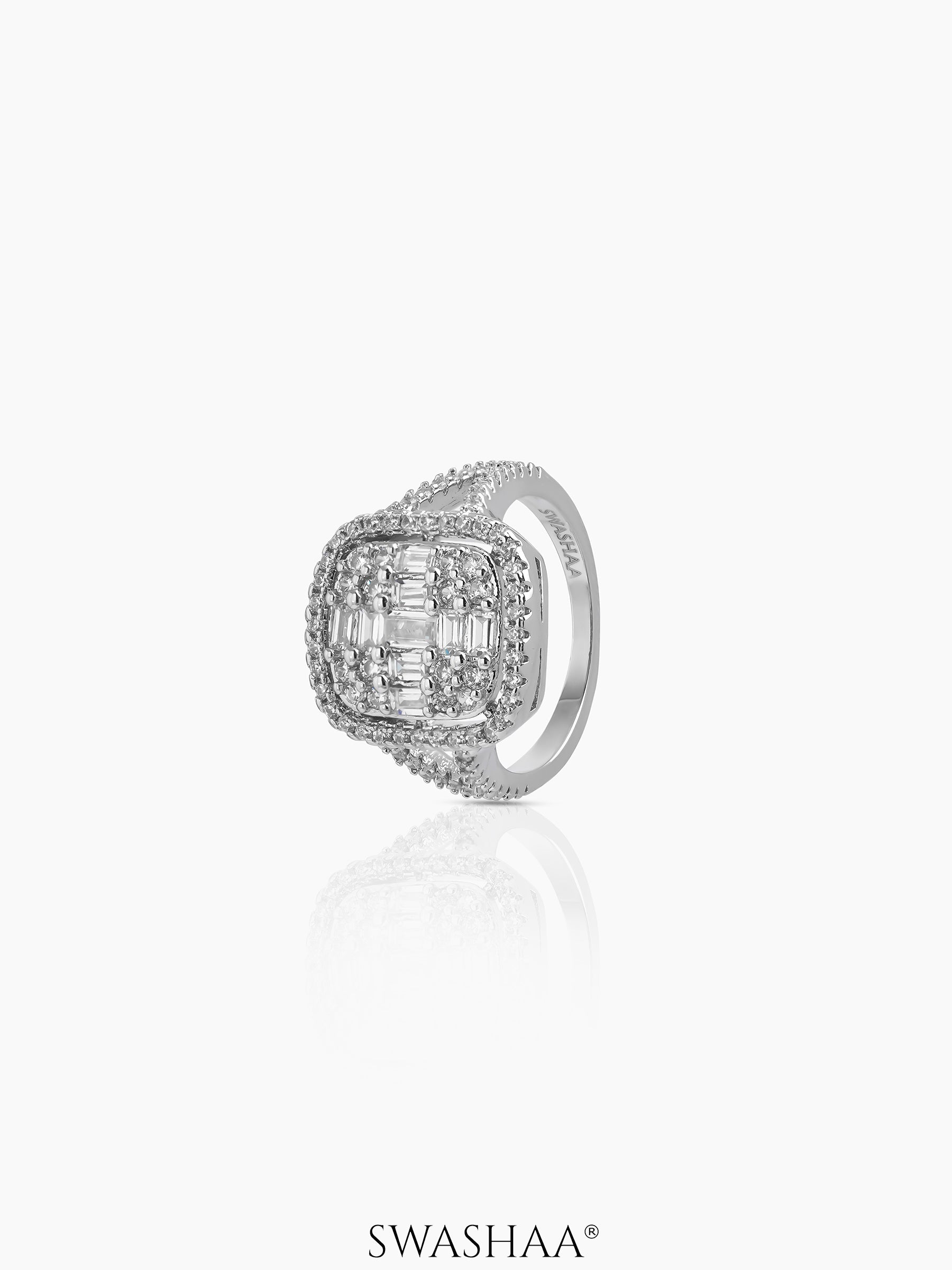 Zerina Cushion Solitaire Ring Silver
