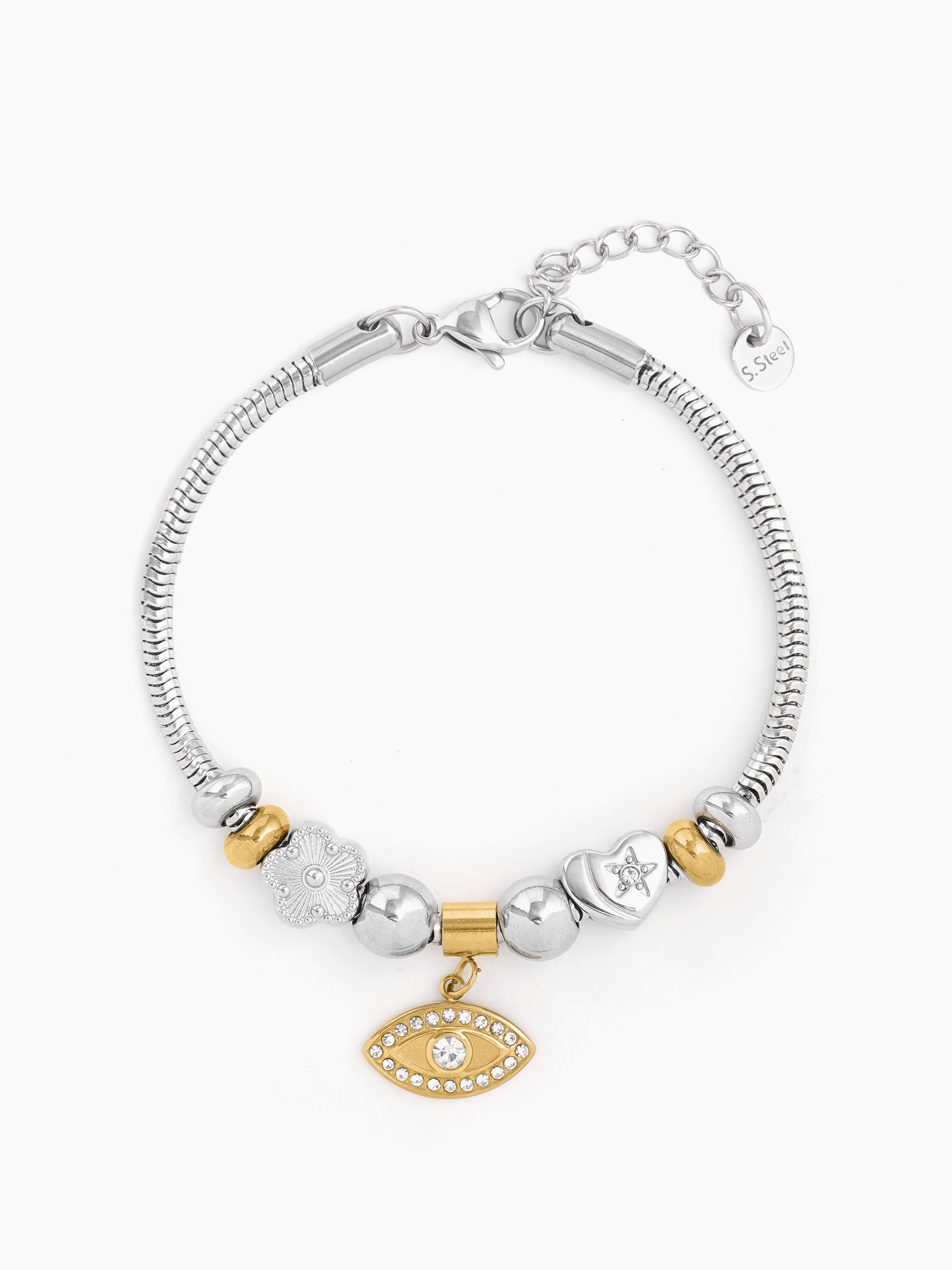 Ziaa Evil Eye Charm Silver - 18K Gold Plated Bracelet