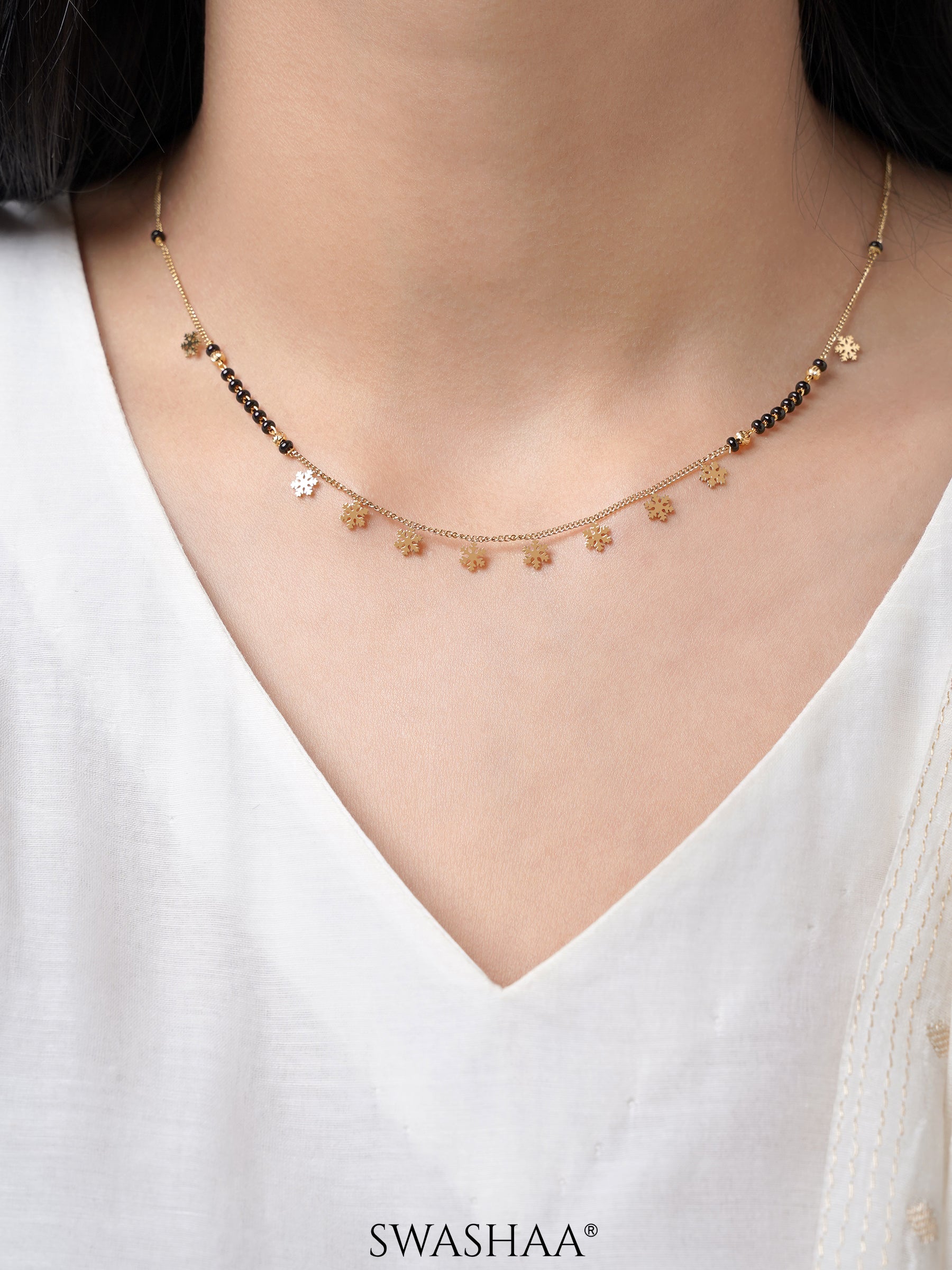 Ziva Snowflake 18K Gold Plated Mangalsutra