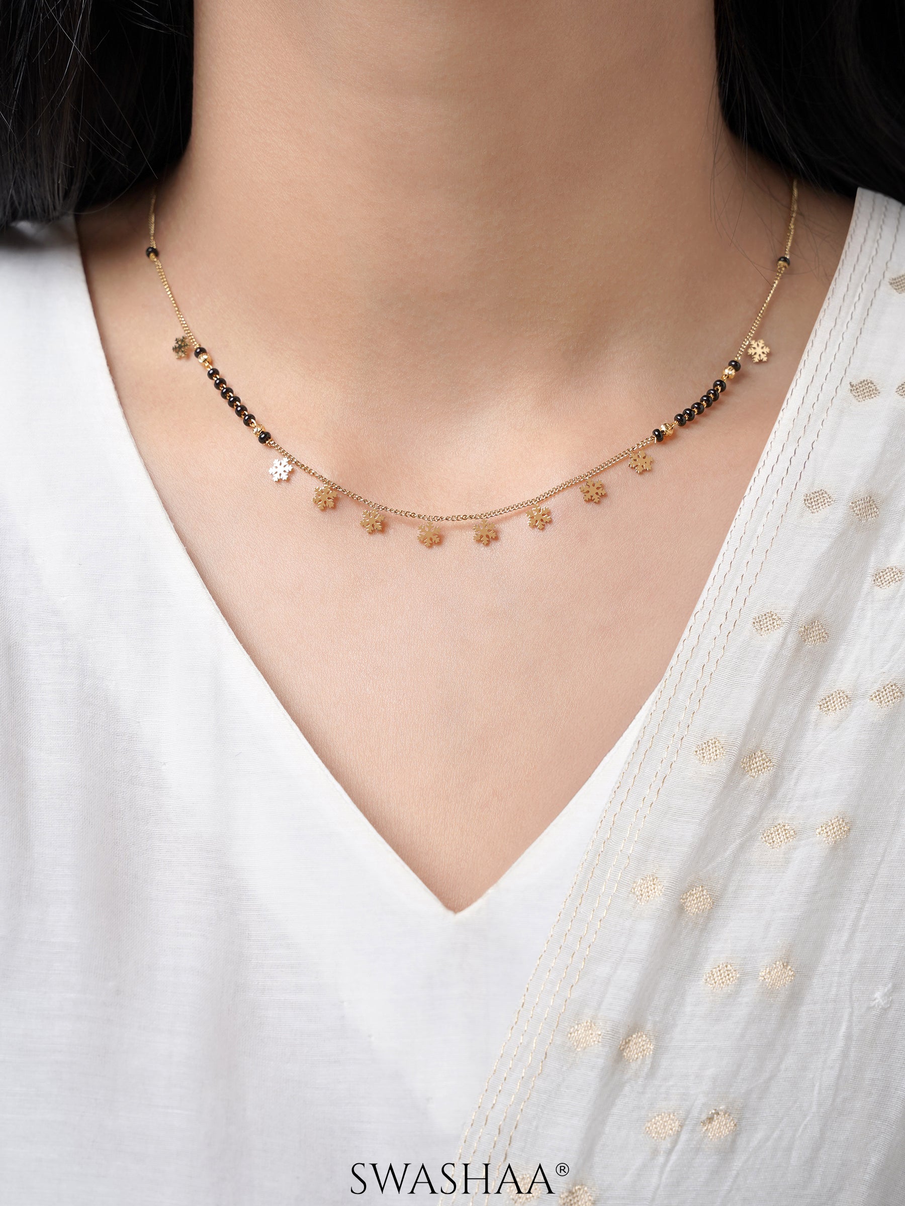 Ziva Snowflake 18K Gold Plated Mangalsutra