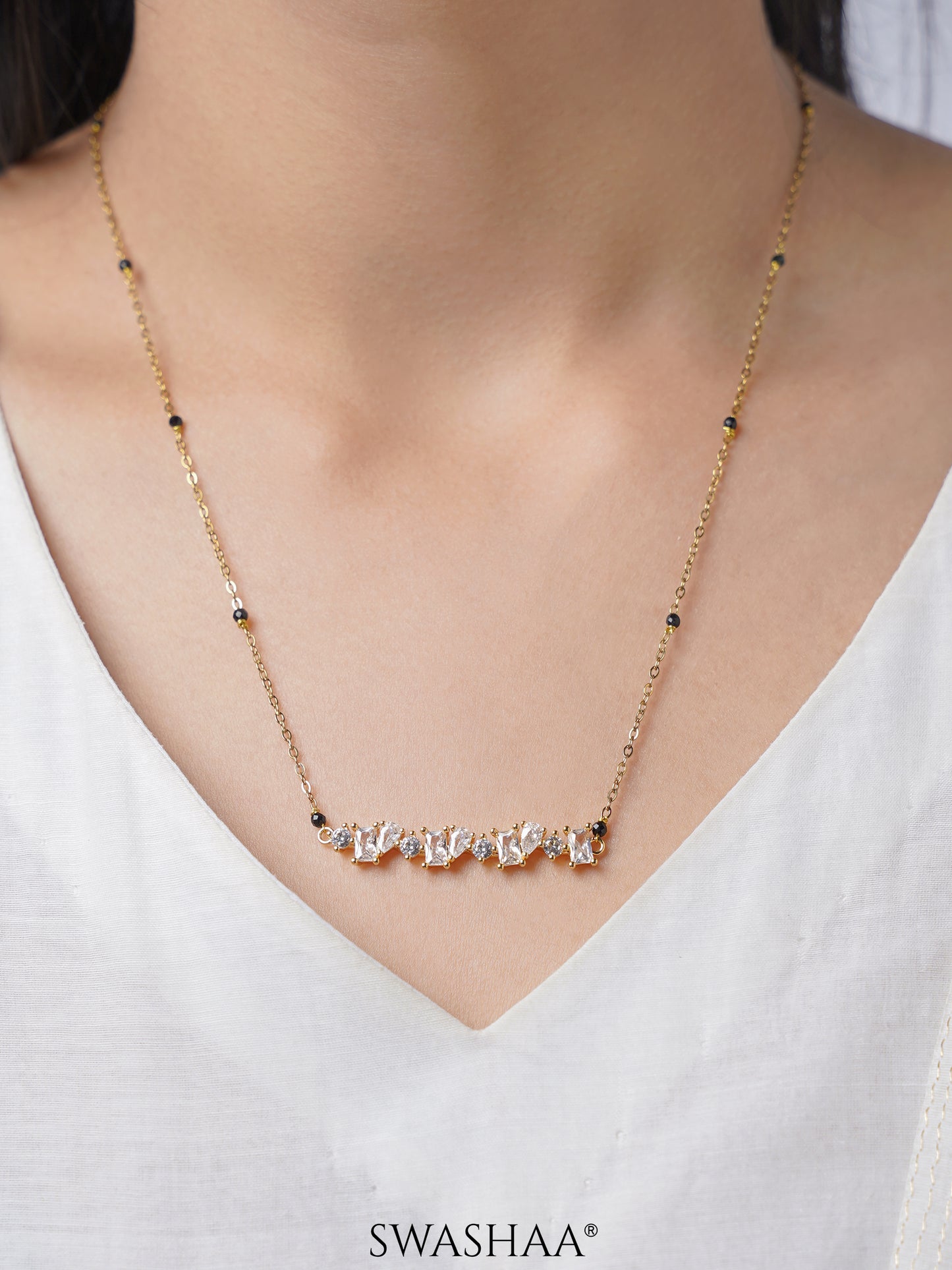 Zivelle Solitaire Cluster Bar Mangalsutra