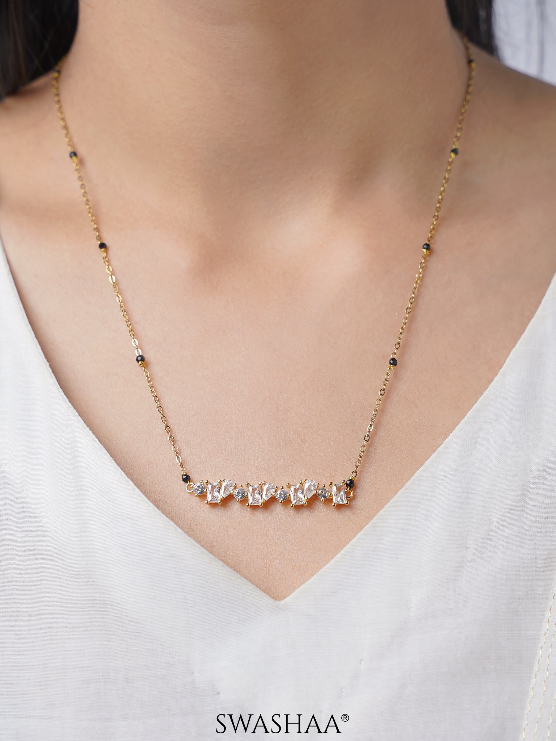 Zivelle Solitaire Cluster Bar Mangalsutra