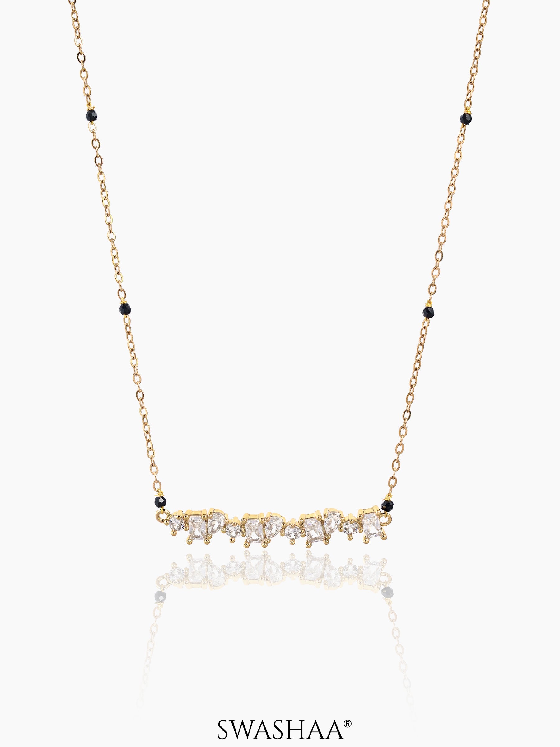 Zivelle Solitaire Cluster Bar Mangalsutra 18K Gold-Plated