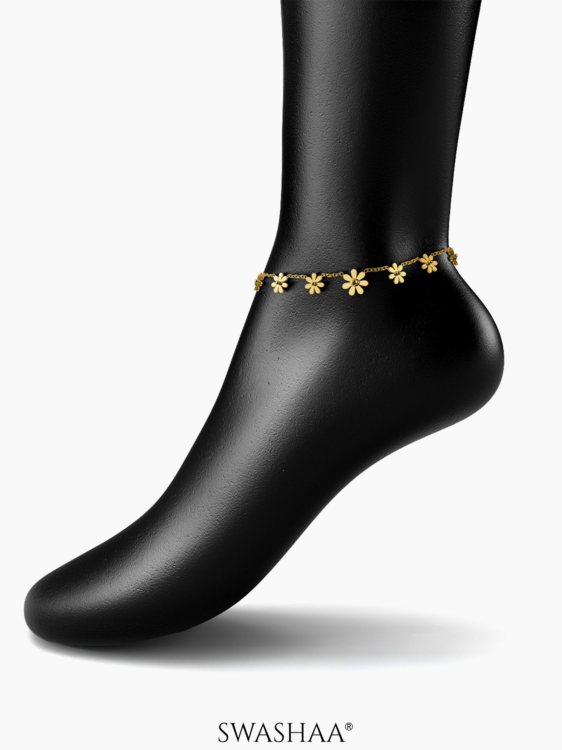 Zofia Flory Flower 18K Gold Plated Women's Anklet