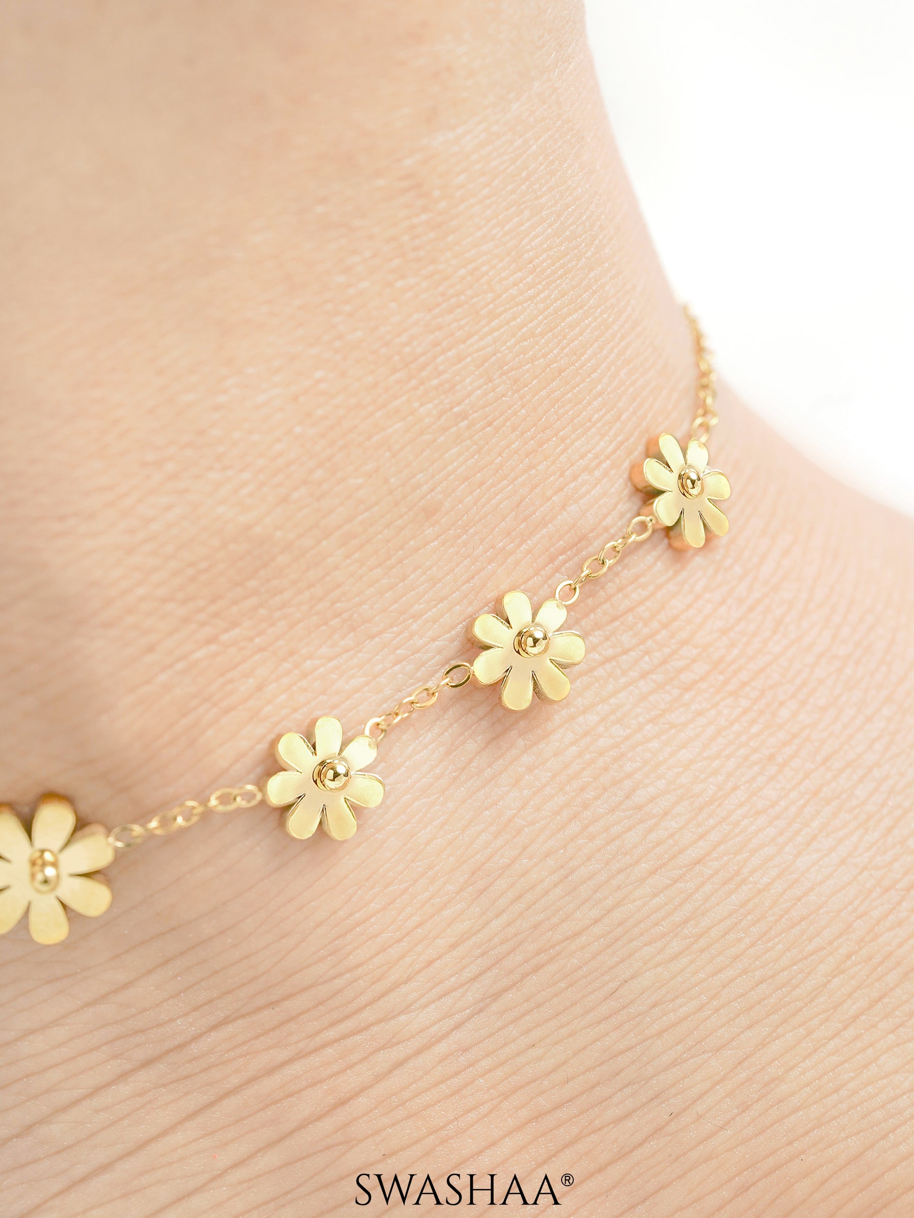 Zofia Flory Flower 18K Gold Plated Women's Anklet