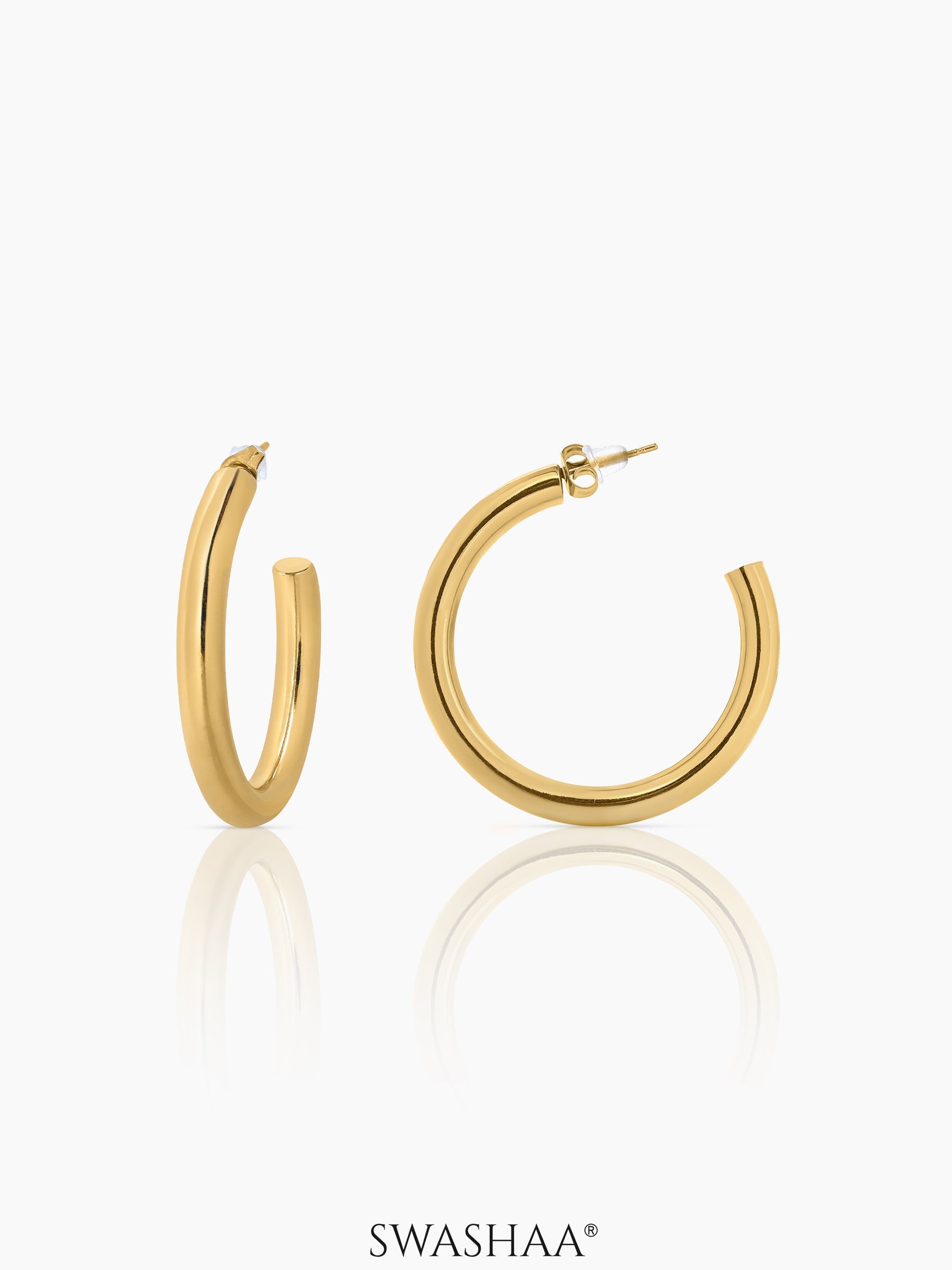 Zylane Classic Women's Hoop Earrings 18K Gold Plated