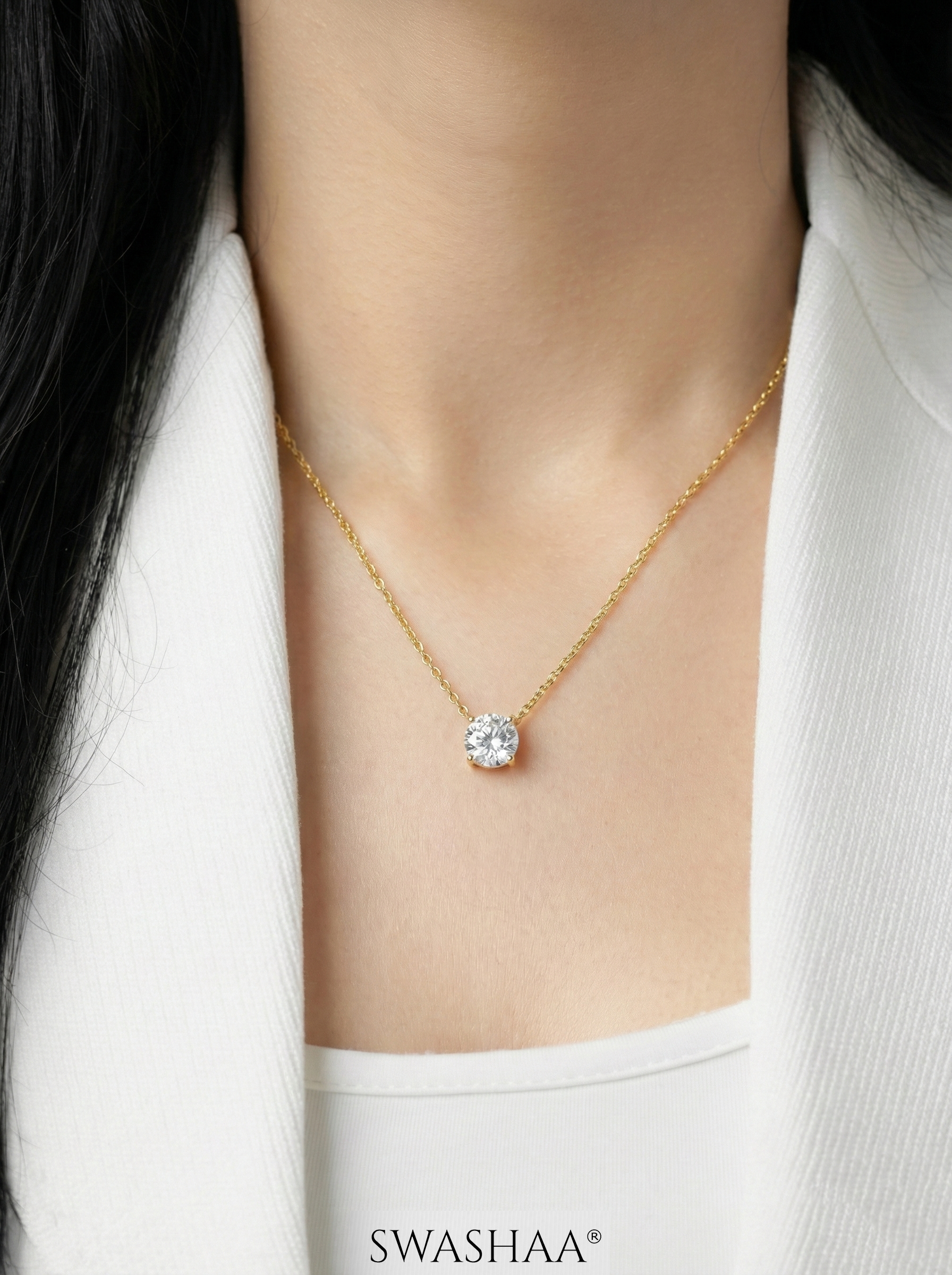 Adia Solitaire 18K Gold Plated Necklace