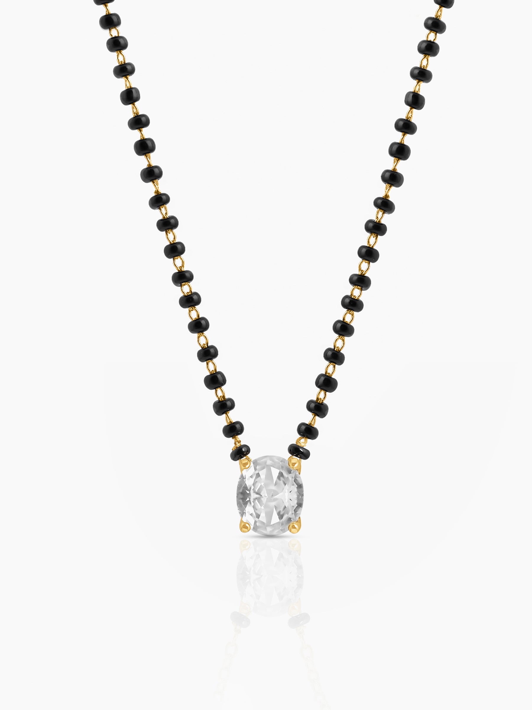 Ishani Oval Solitaire 18K Gold Plated Mangalsutra Gold