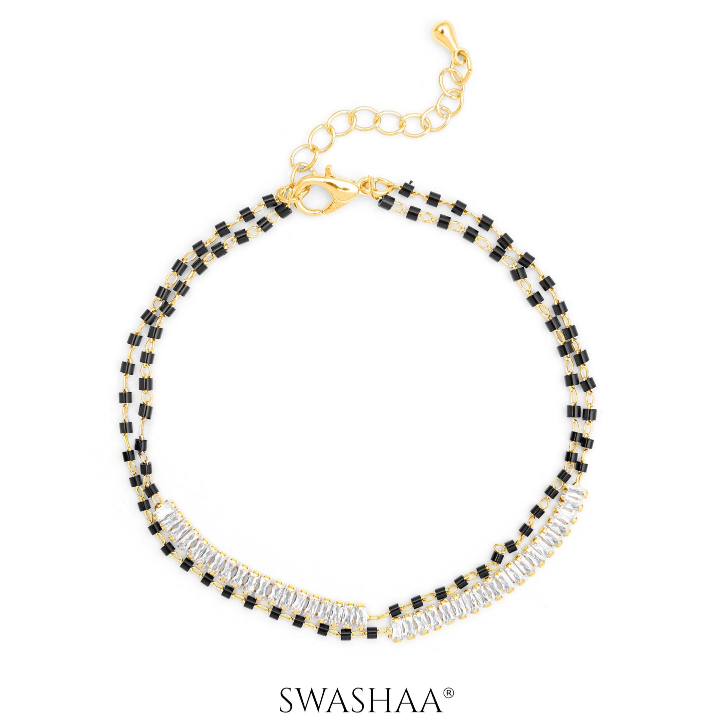 Samiha Baguette Diamond Mangalsutra Bracelet 18K Gold Plated