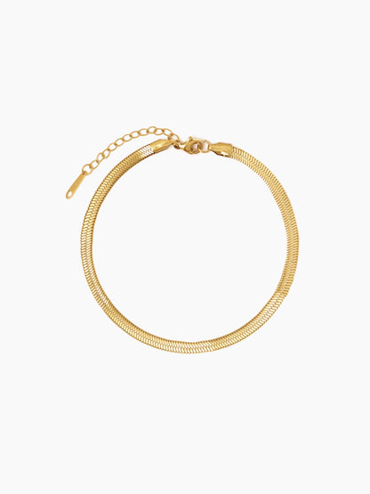 Aanya Sleek Herringbone Chain 18K Gold Plated Women's Anklet