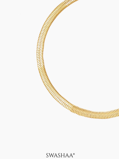 Aanya Sleek Herringbone Chain 18K Gold Plated Women's Anklet