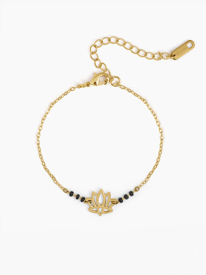 Aaradhya Lotus 18K Gold Plated Mangalsutra Bracelet Gold