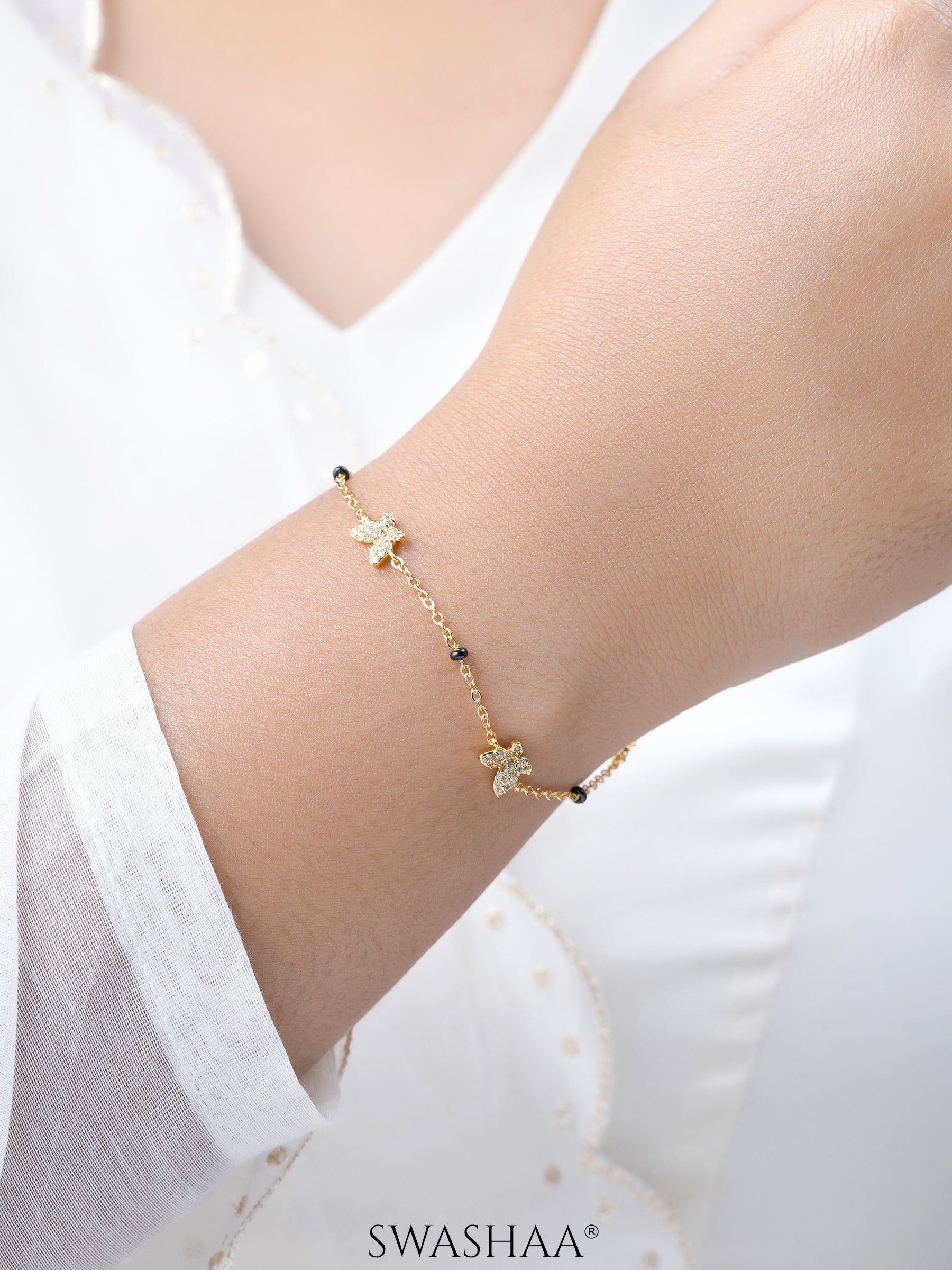 Aarini Butterfly Diamond Mangalsutra Bracelet