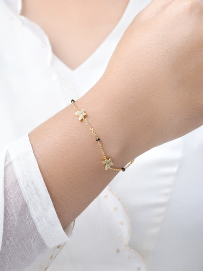 Aarini Butterfly Diamond 18K Gold Plated Mangalsutra Bracelet