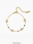 Aarini Butterfly Motifs Shimmering CZ Diamond 18K Gold Plated Mangalsutra Bracelet