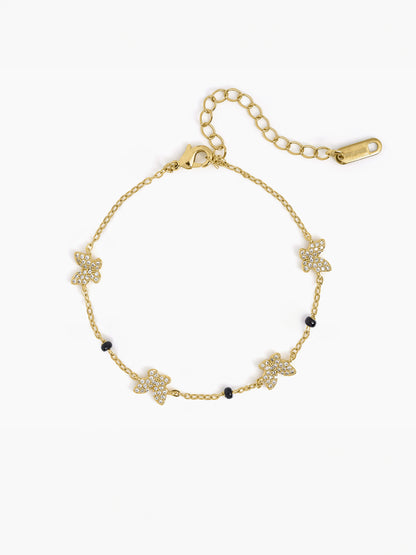 Aarini Butterfly Diamond 18K Gold Plated Mangalsutra Bracelet