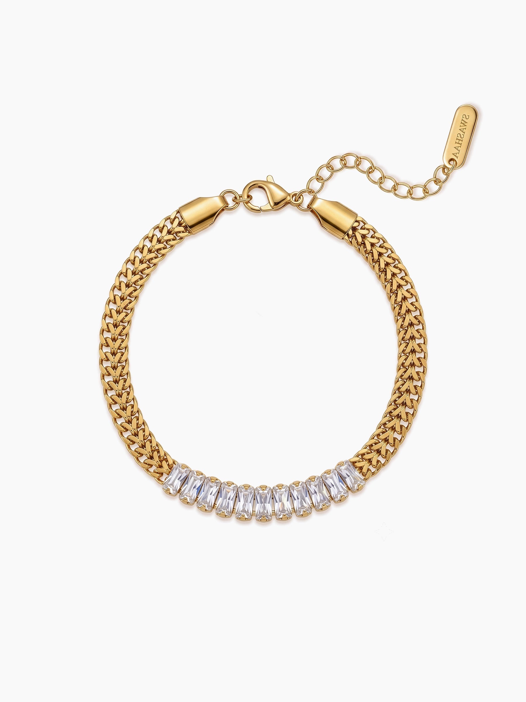 Aariv Diamond Baguette 18K Gold Plated Rakhi Gold