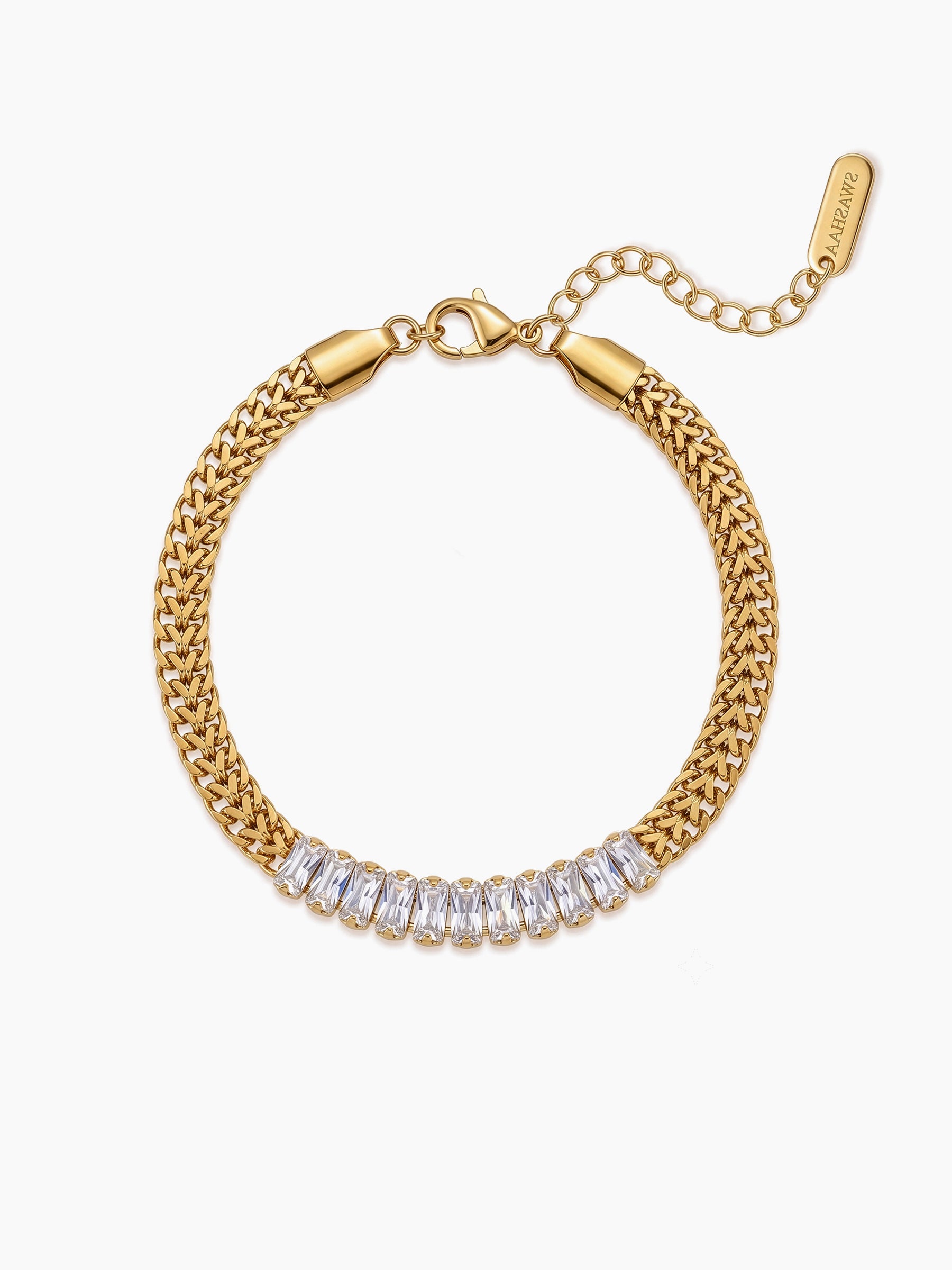 Aariv Diamond Baguette 18K Gold Plated Rakhi Gold