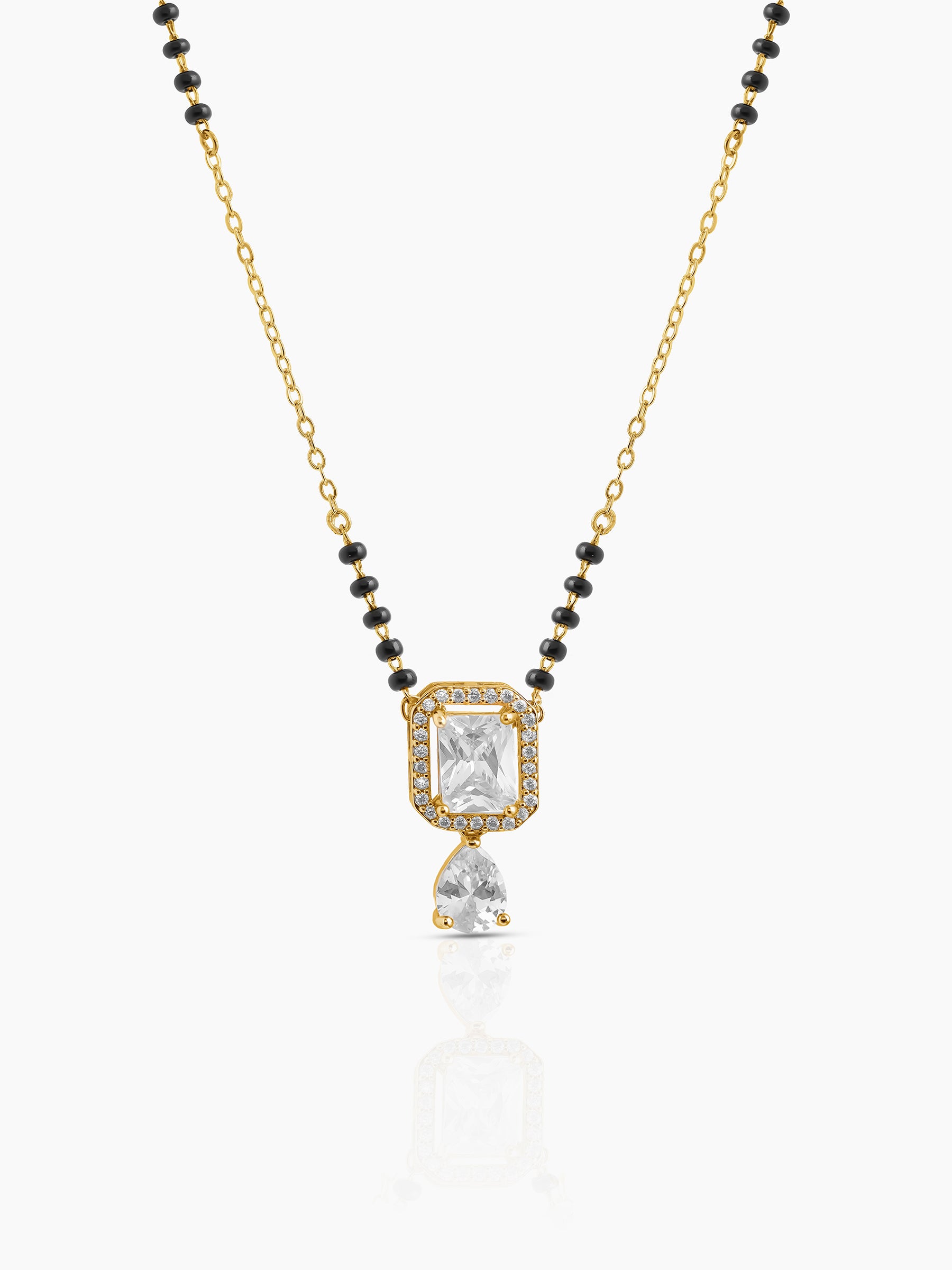 Aarvika Solitaire Pear Drop 18K Gold Plated Mangalsutra