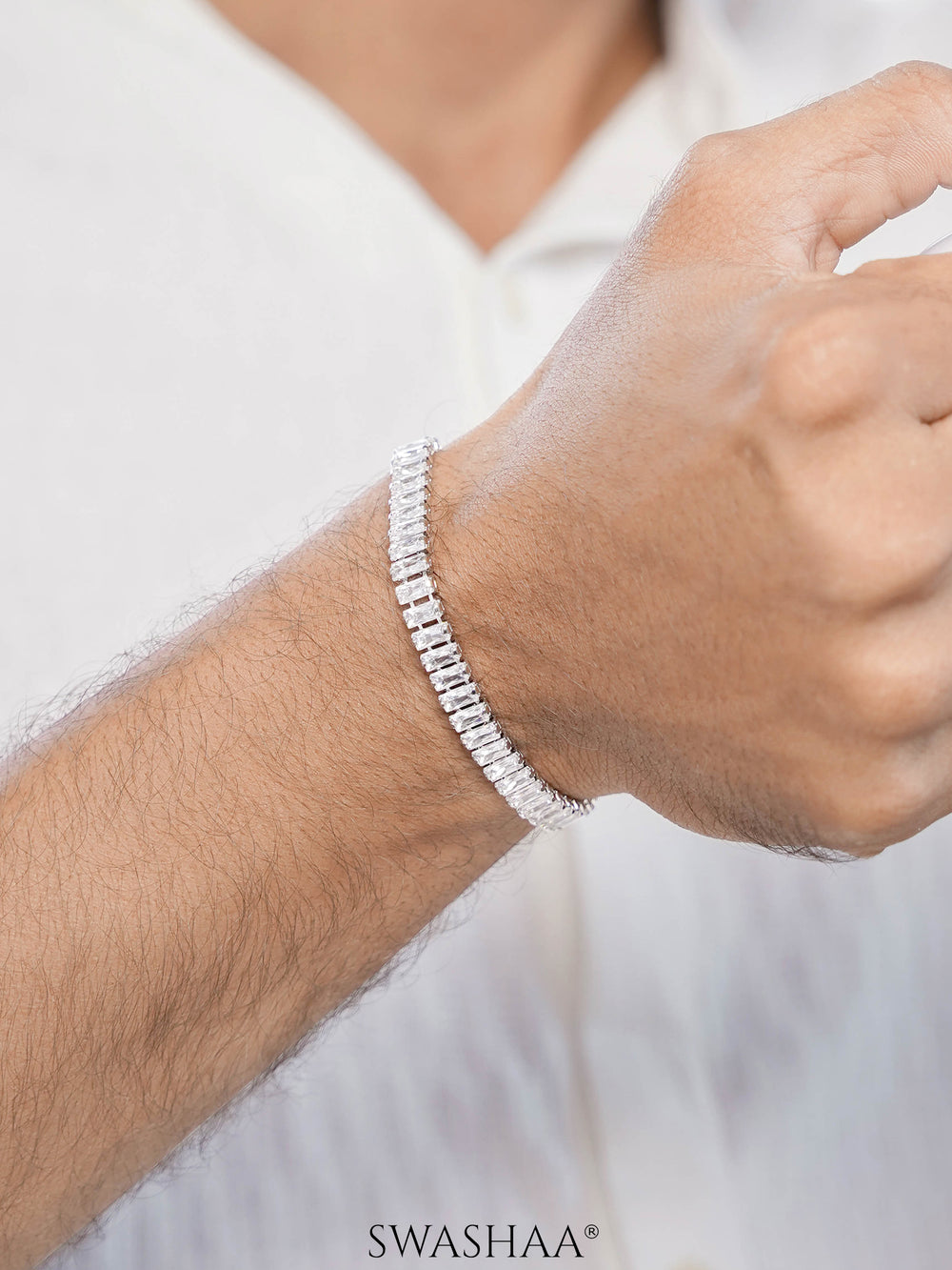Adhik Diamond Men's Bracelet Silver