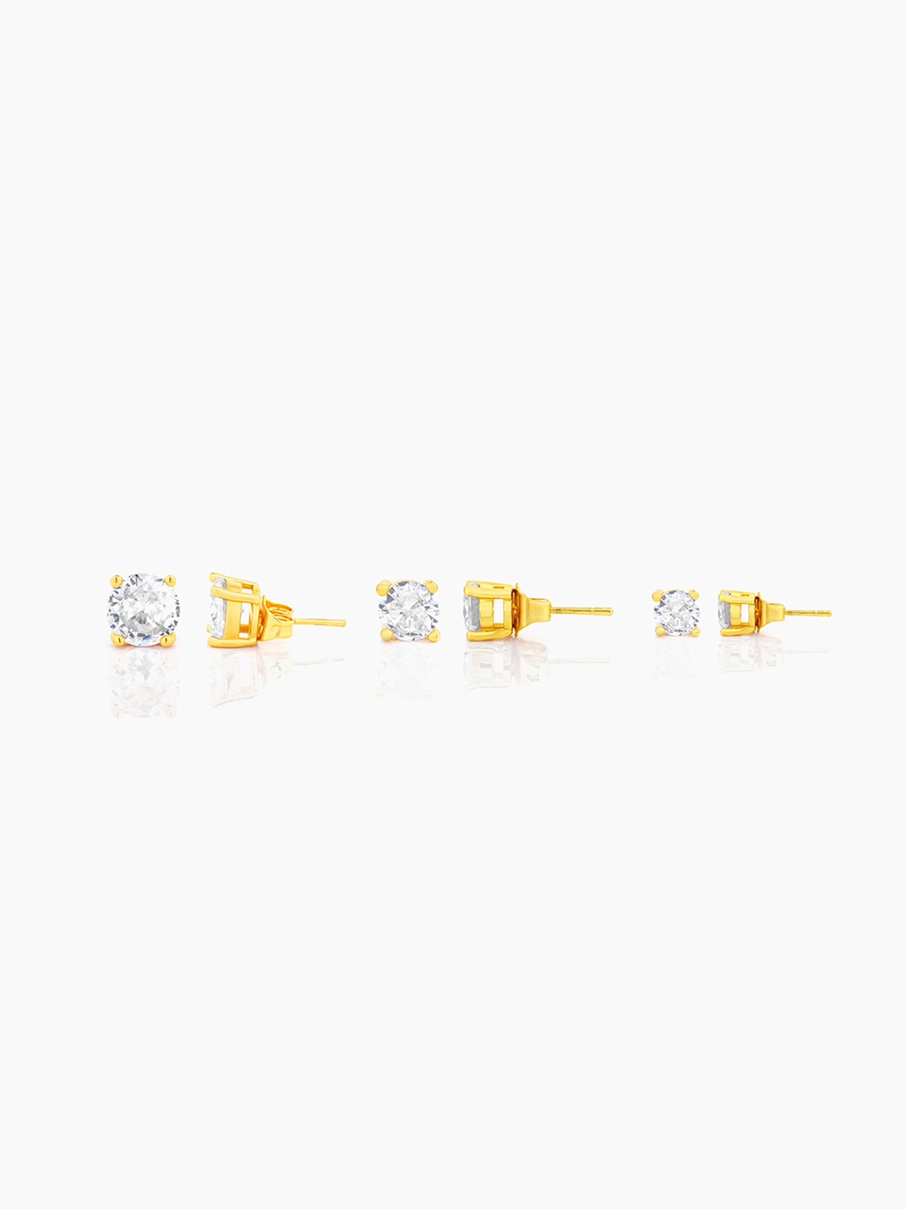 Adia Solitaire 18K Gold Plated Men's Stud Earrings