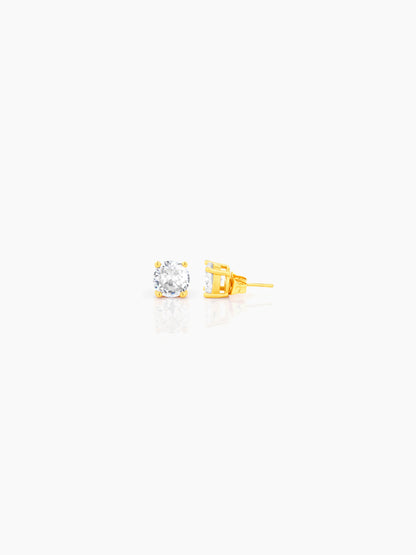 Adia Solitaire 18K Gold Plated Men's Stud Earrings Gold 4 MM