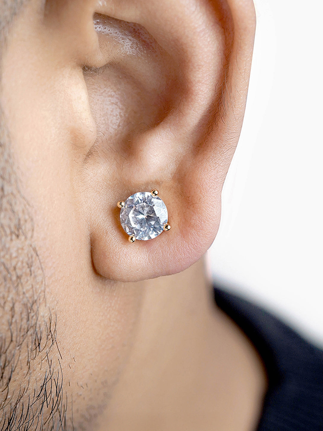 Adia Solitaire 18K Gold Plated Men's Stud Earrings
