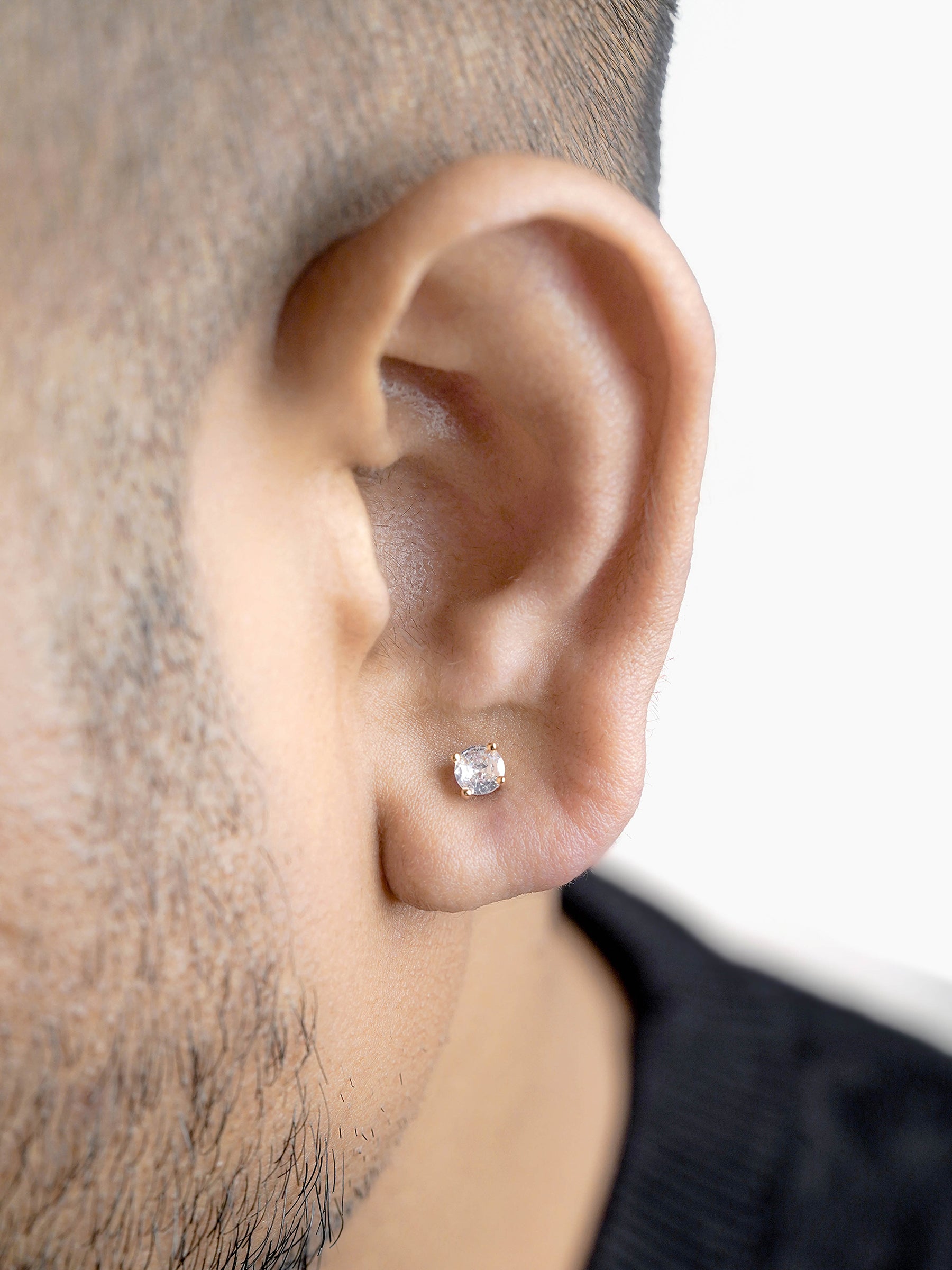 Adia Solitaire 18K Gold Plated Men's Stud Earrings