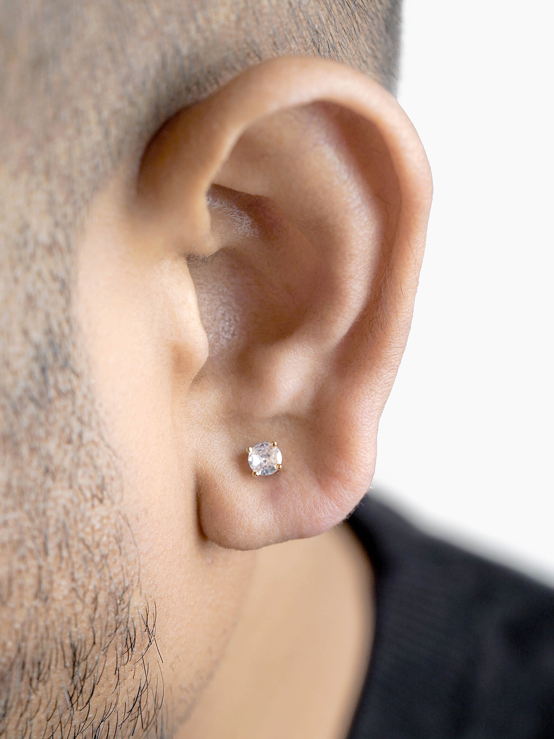 Adia Solitaire 18K Gold Plated Men's Stud Earrings