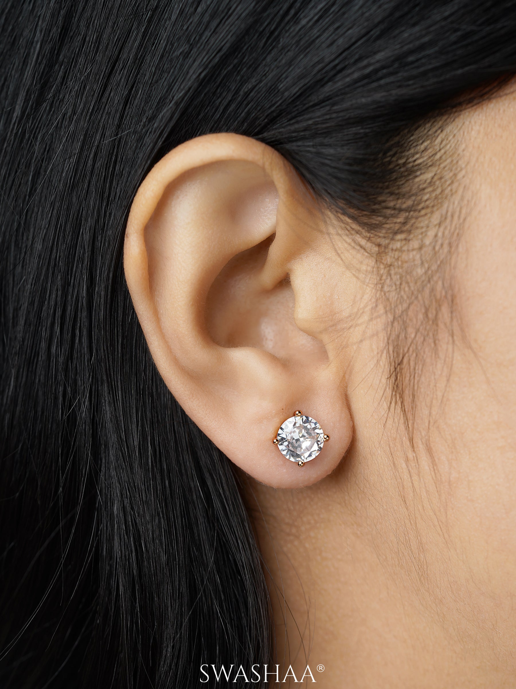 Adia Round Cut Solitaire Women's Stud Earrings