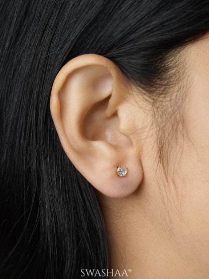 Adia Round Cut Solitaire Women's Stud Earrings