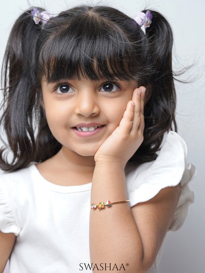 Adventure Ride Charms 18K Gold Plated Kid's Kada Bracelet