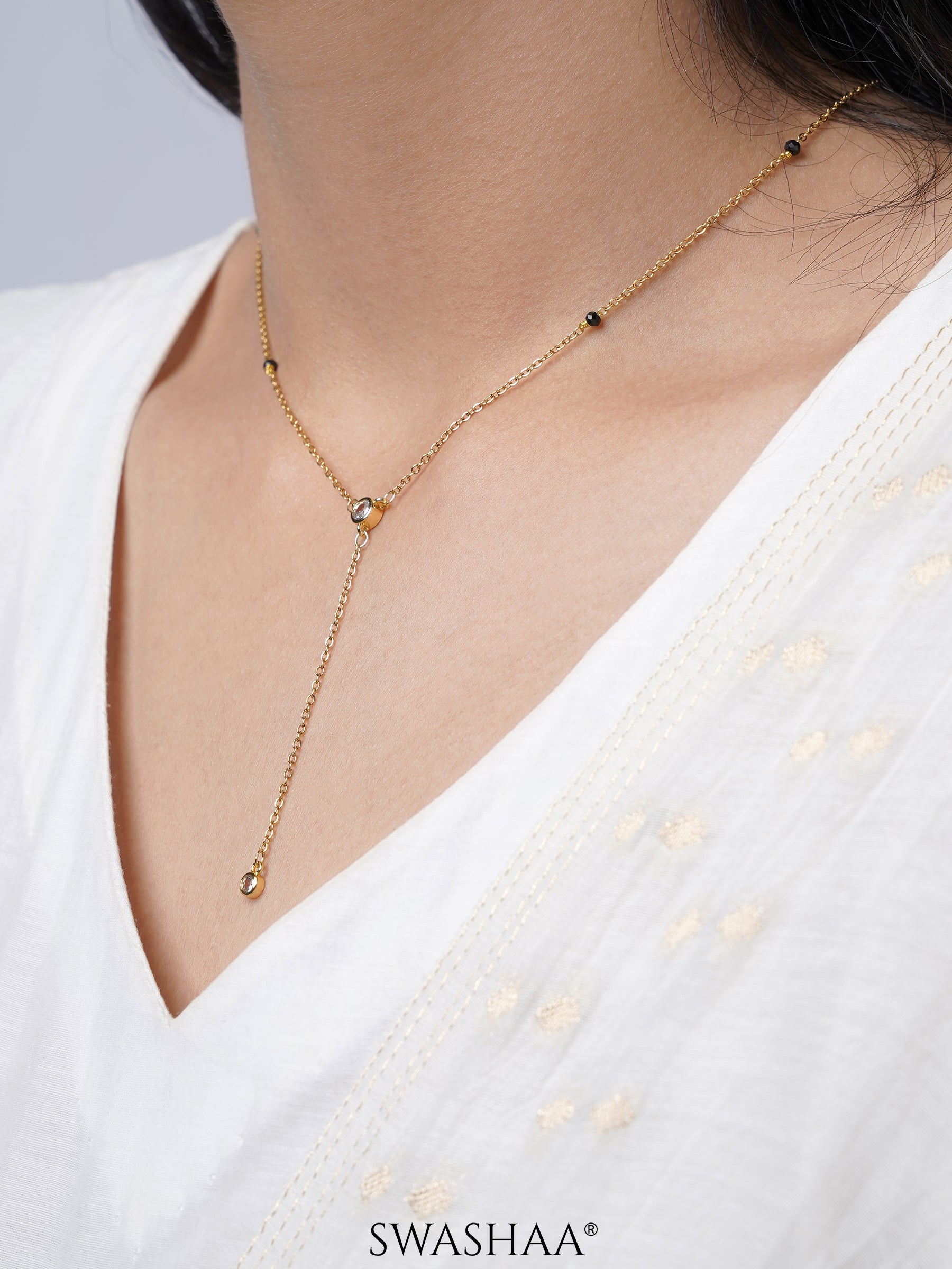 Aleeia Solitaire Drop 18K Gold Plated Mangalsutra